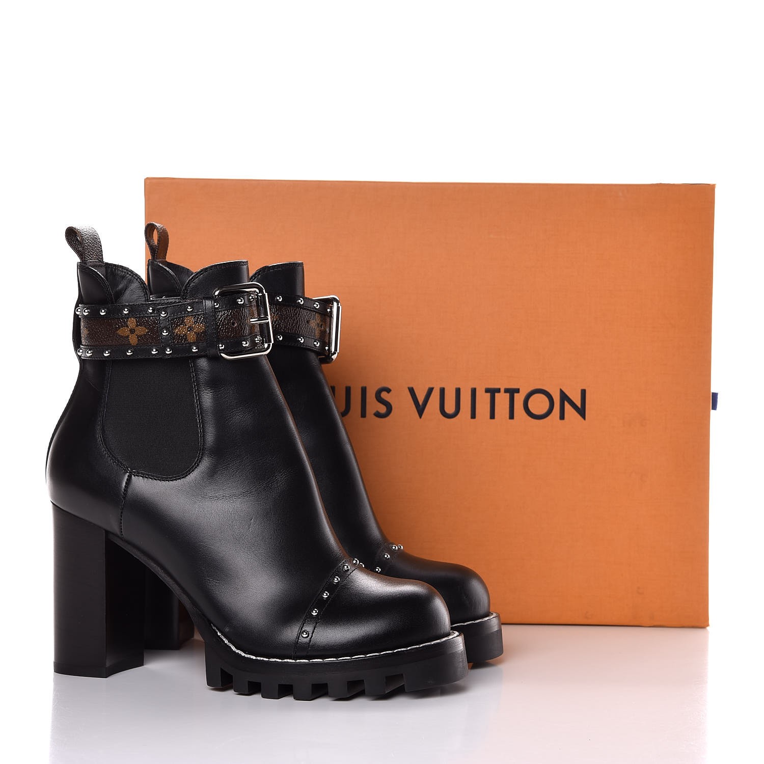 LOUIS VUITTON Calfskin Monogram Star Trail Chelsea Ankle Boots 39 332966