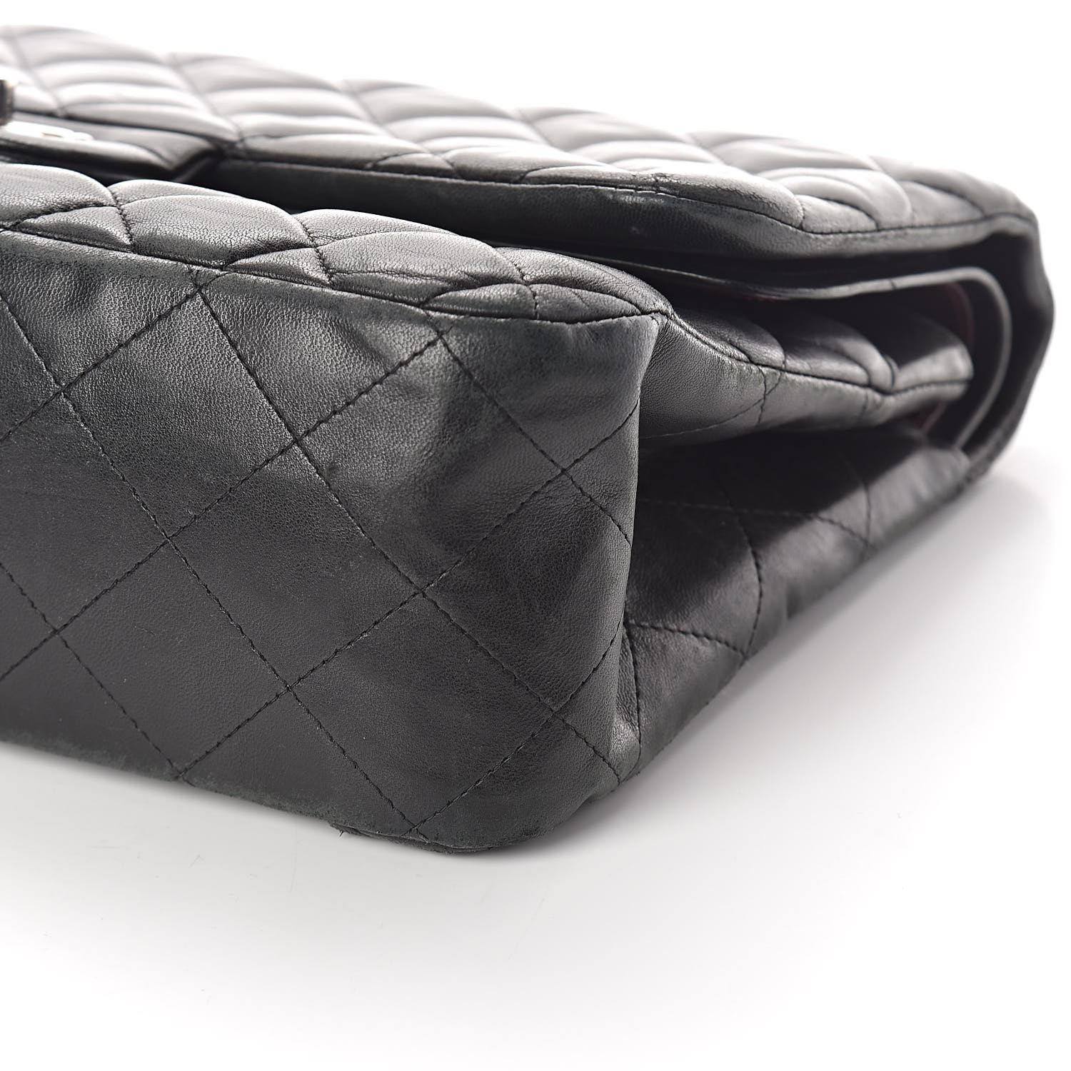 CHANEL Lambskin Quilted Jumbo Double Flap Black 531918