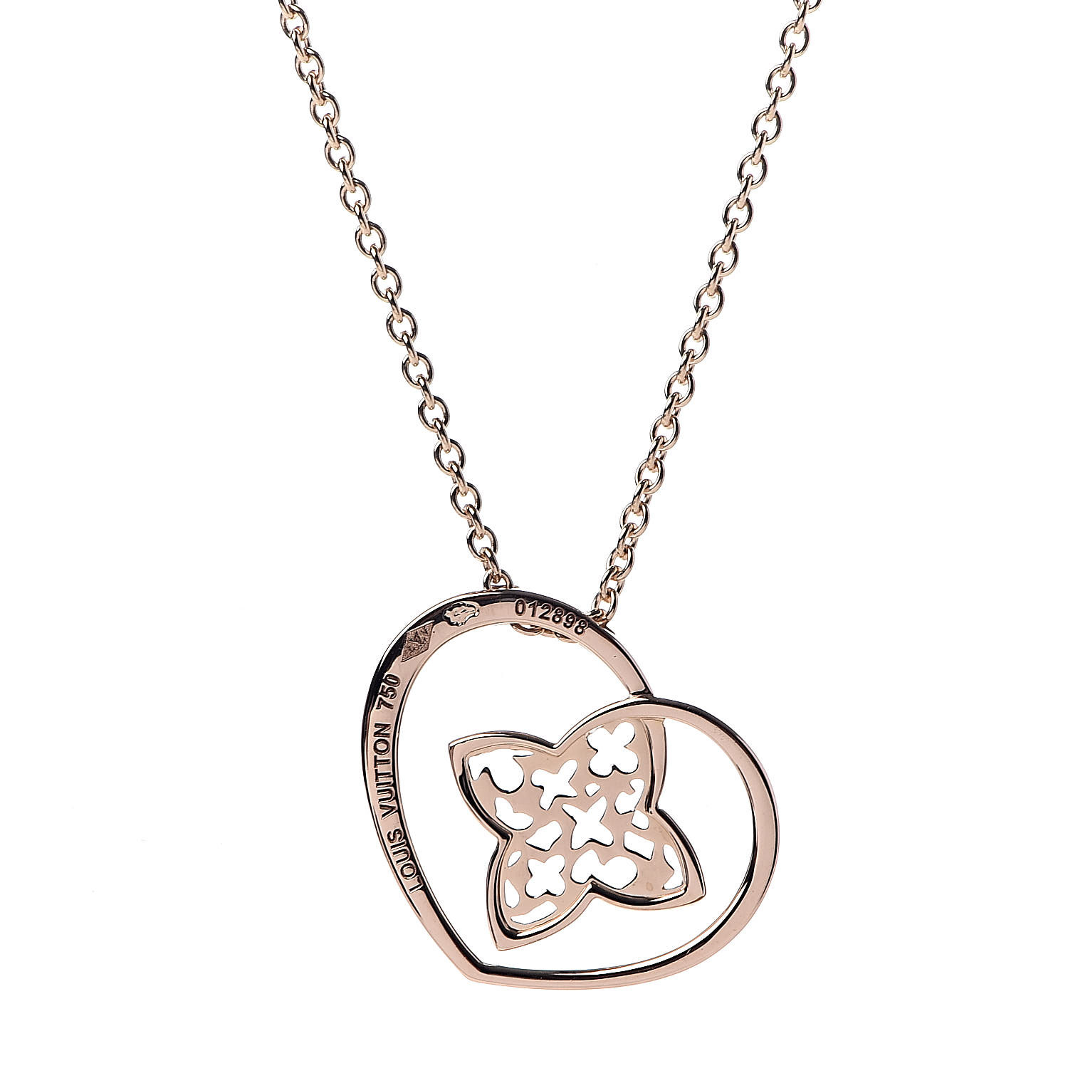 LOUIS VUITTON 18K Rose Gold Coeur Heart Pendant Necklace 482743
