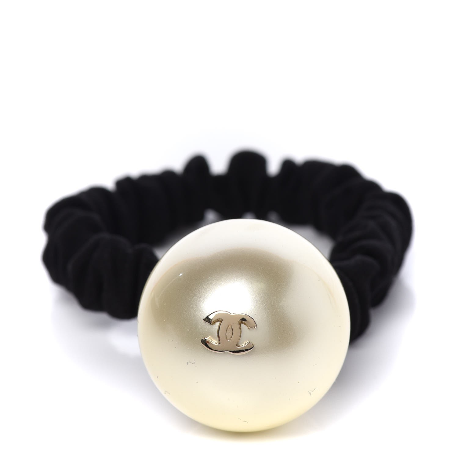 Chanel Pearl Cc Hair Tie Black White 324275