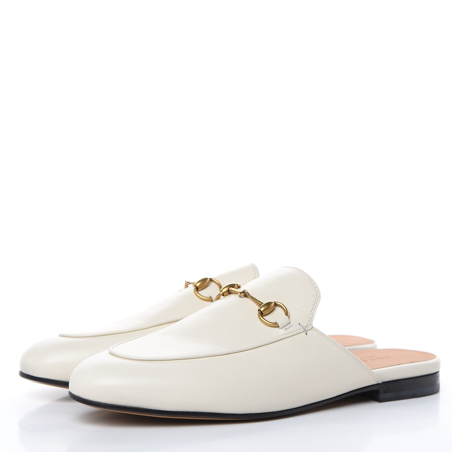 GUCCI Calfskin Princetown Womens Slippers 39.5 Mystic White 469008