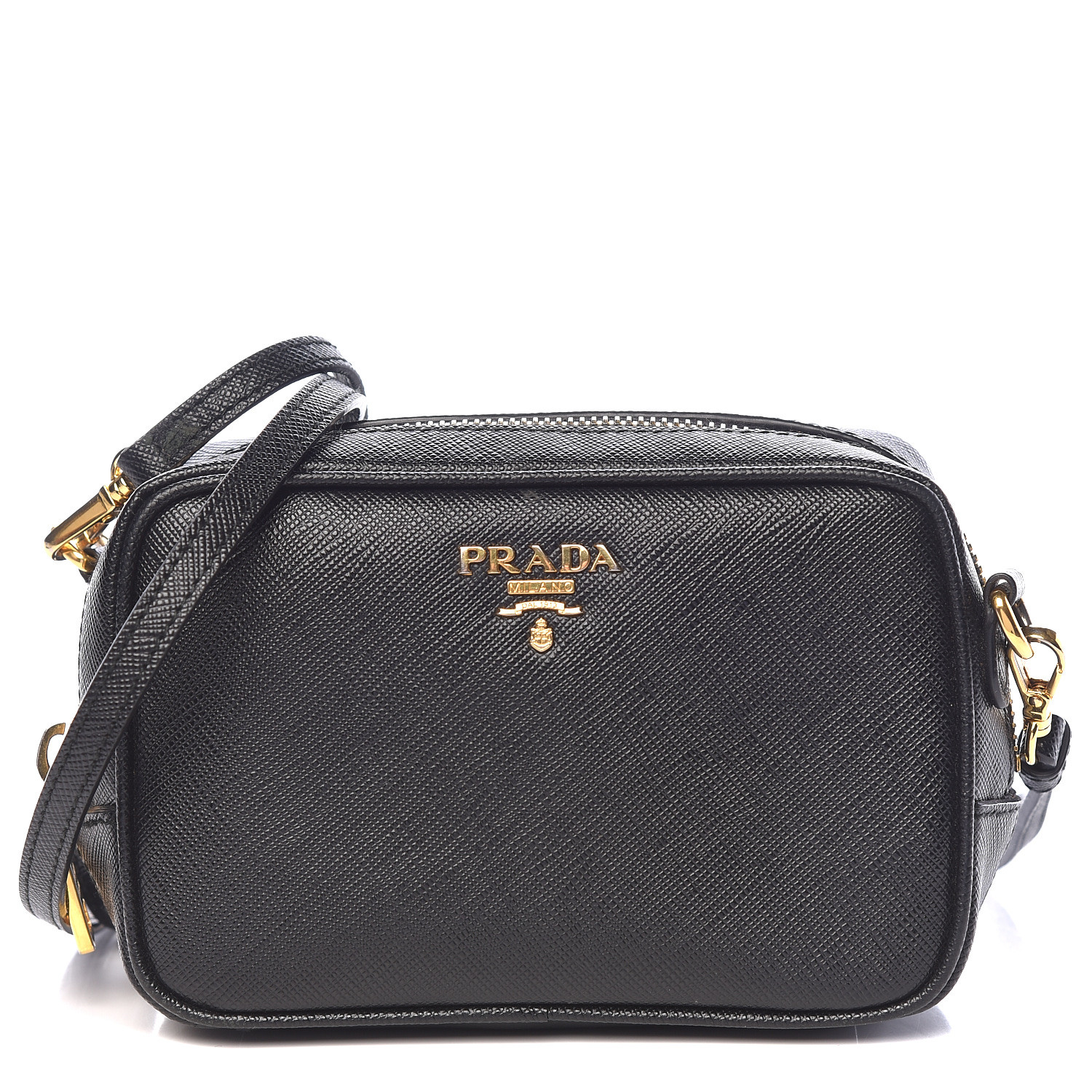 PRADA Saffiano Mini Camera Crossbody Bag Black 468707