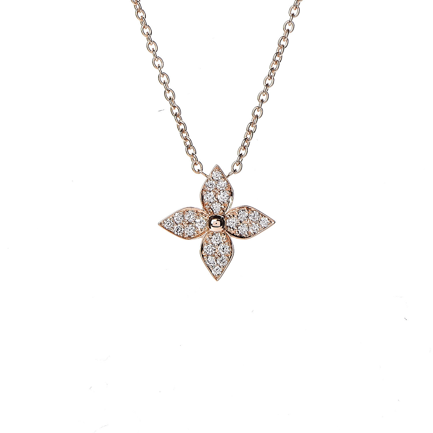 LOUIS VUITTON 18K Pink Gold Diamond Star Blossom Pendant Necklace 456112