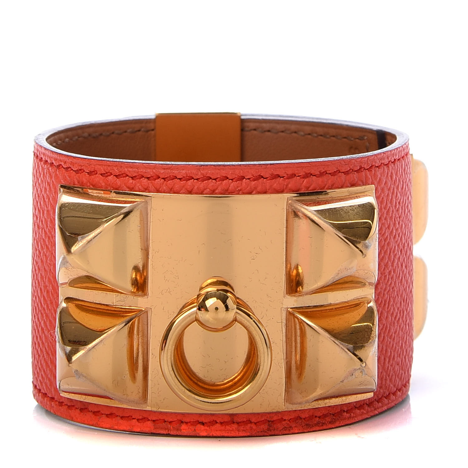 HERMES Epsom Collier de Chien CDC Bracelet S Orange Poppy 710840 