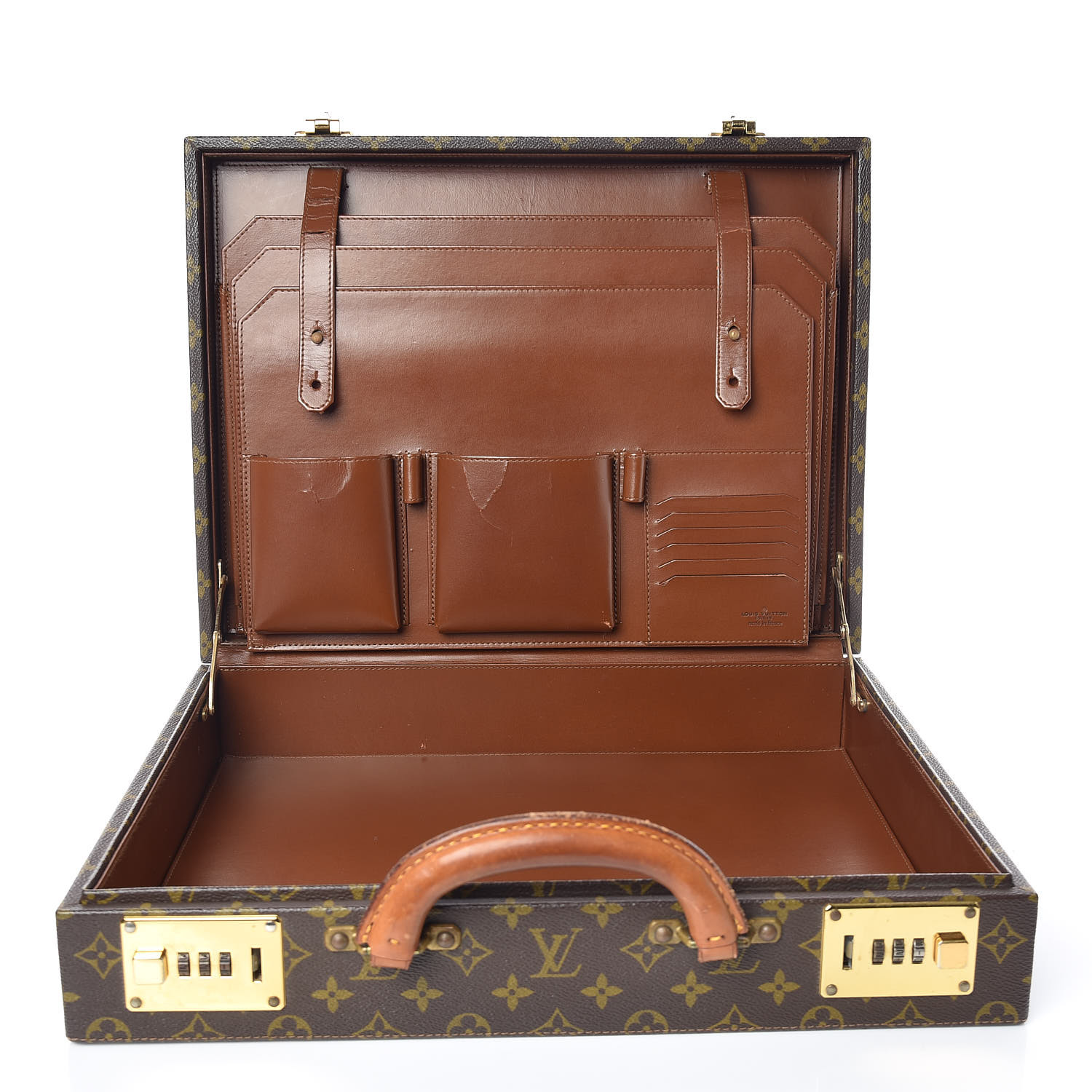 Vintage Louis Vuitton LV Brown Monogram Logo Attache Briefcase Bag