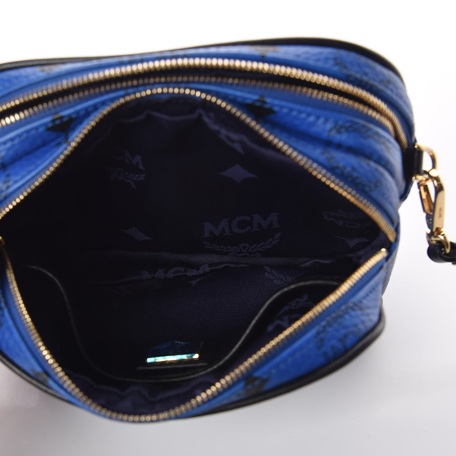 MCM Visetos Mini Camera Crossbody Bag Blue 428914