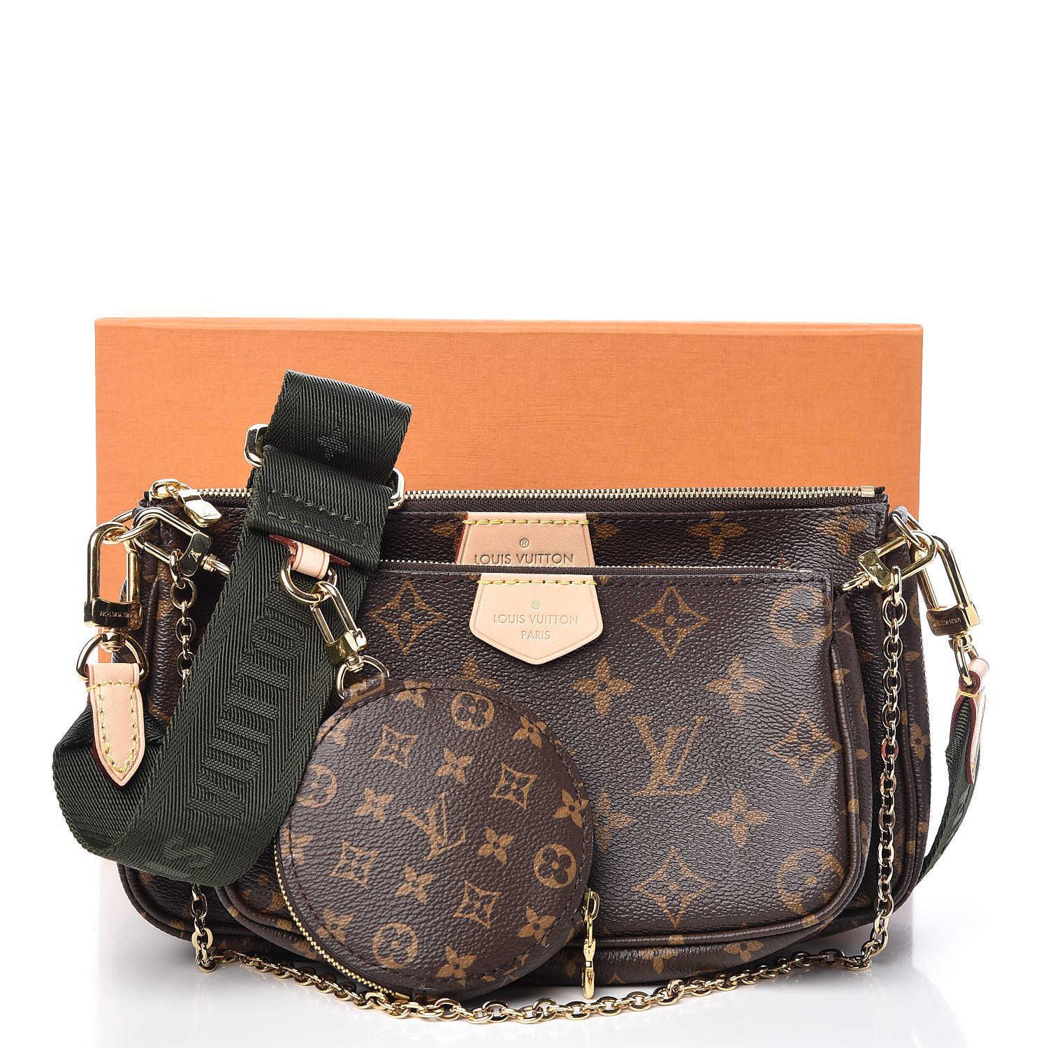 LOUIS VUITTON Multi Pochette M44813 MONOGRAM 100% auth. NEW IN BOX Khaki