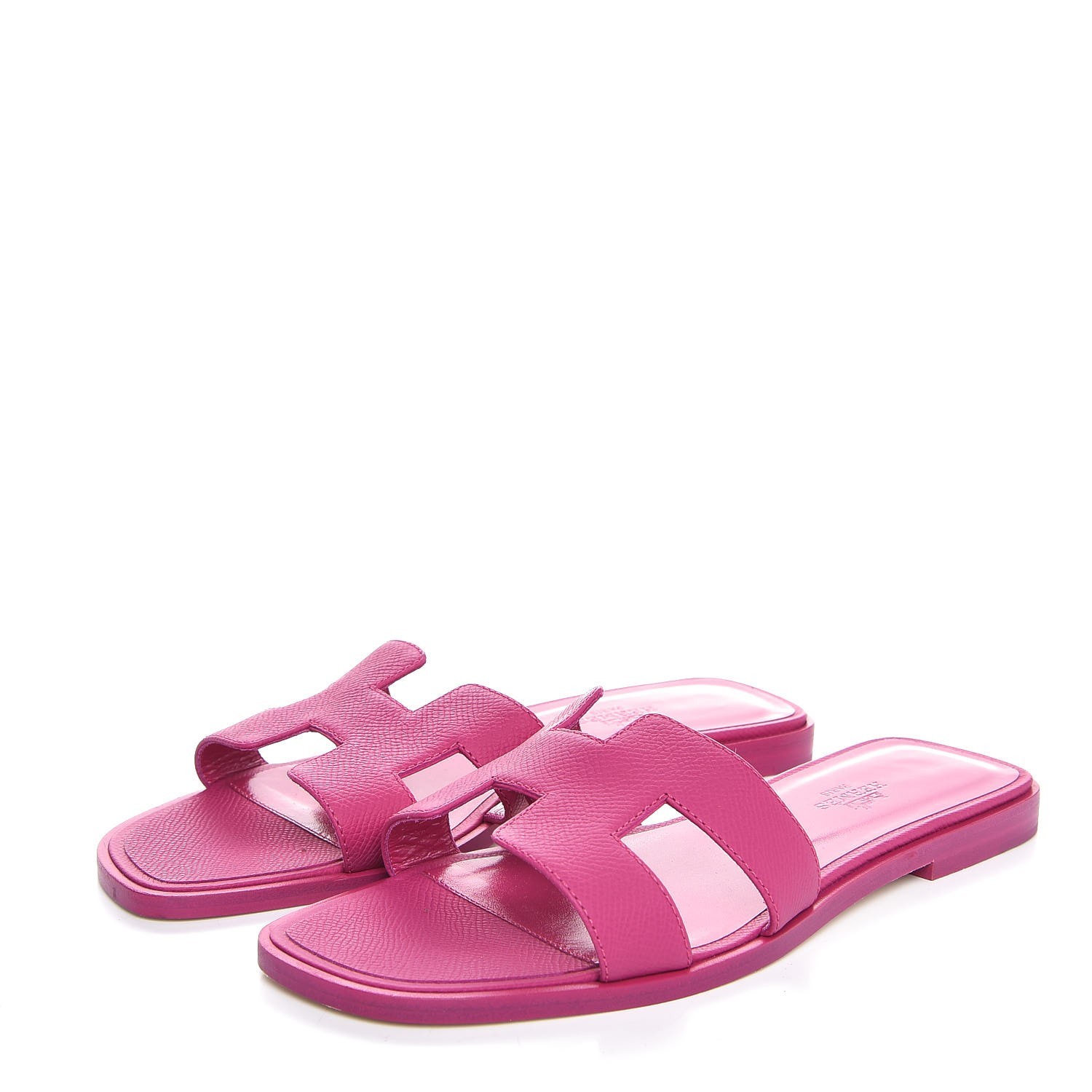 HERMES Epsom Oran Sandals 37.5 Pink 299211