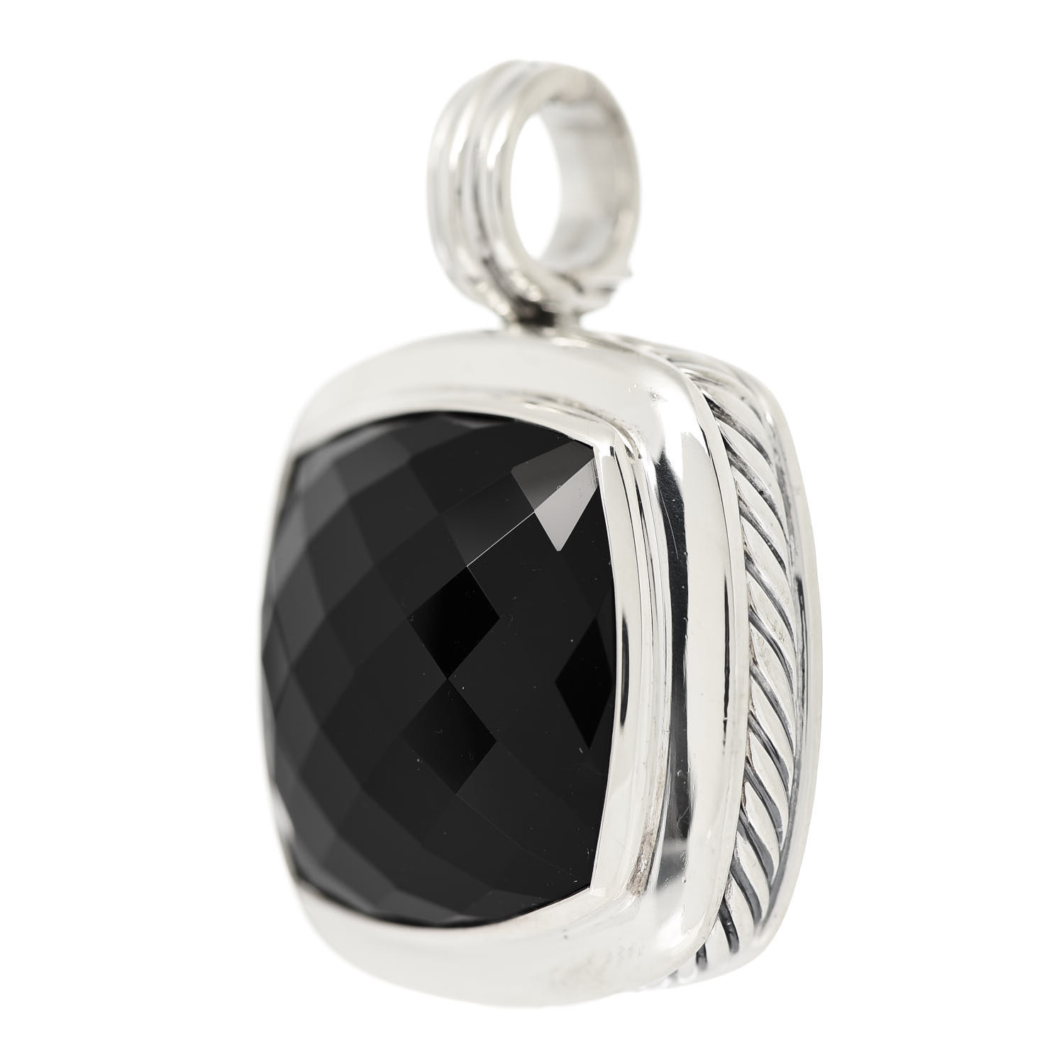 DAVID YURMAN Sterling Silver Black Onyx 20mm Albion Enhancer Pendant 620445 | FASHIONPHILE