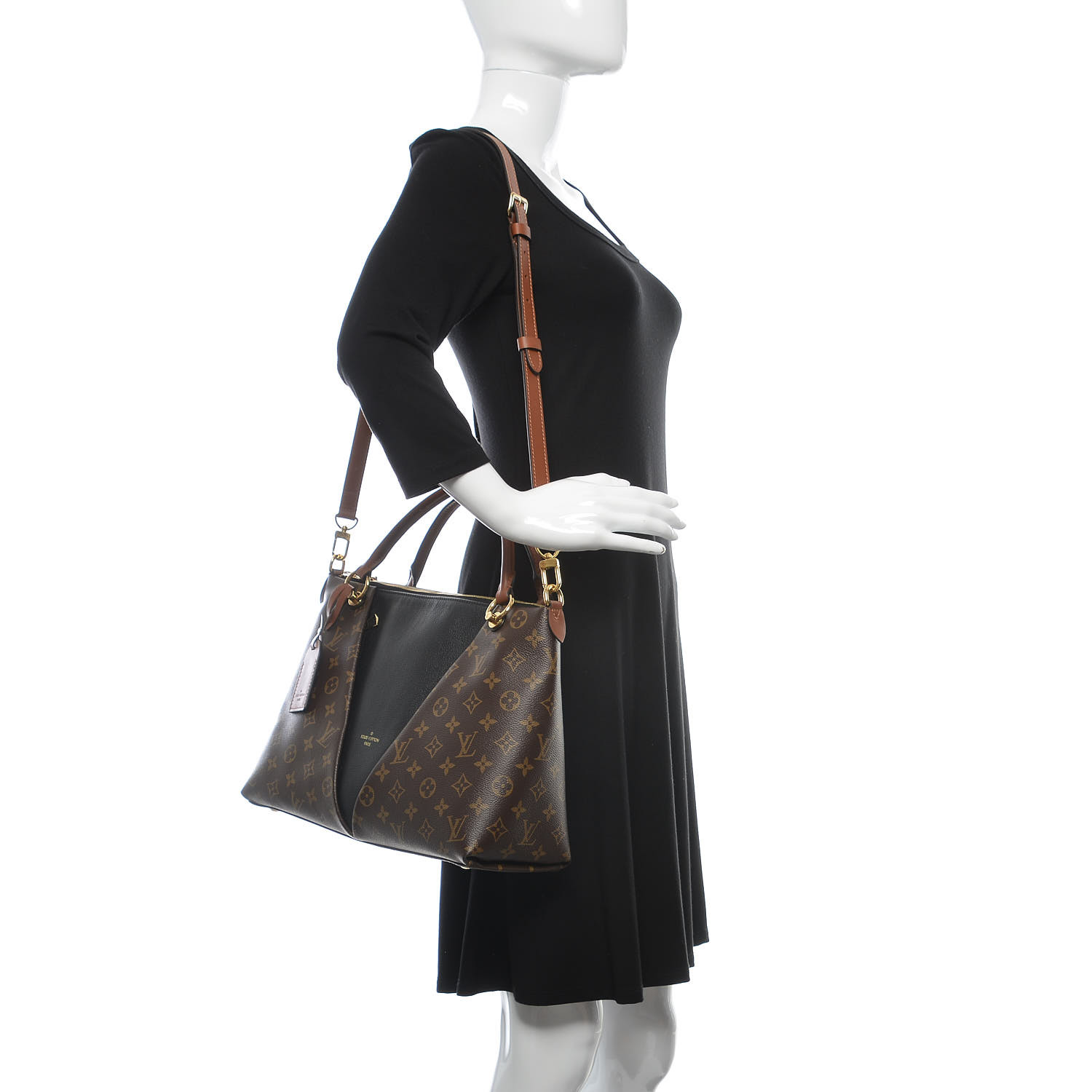 LOUIS VUITTON Monogram V Tote MM Black 382252