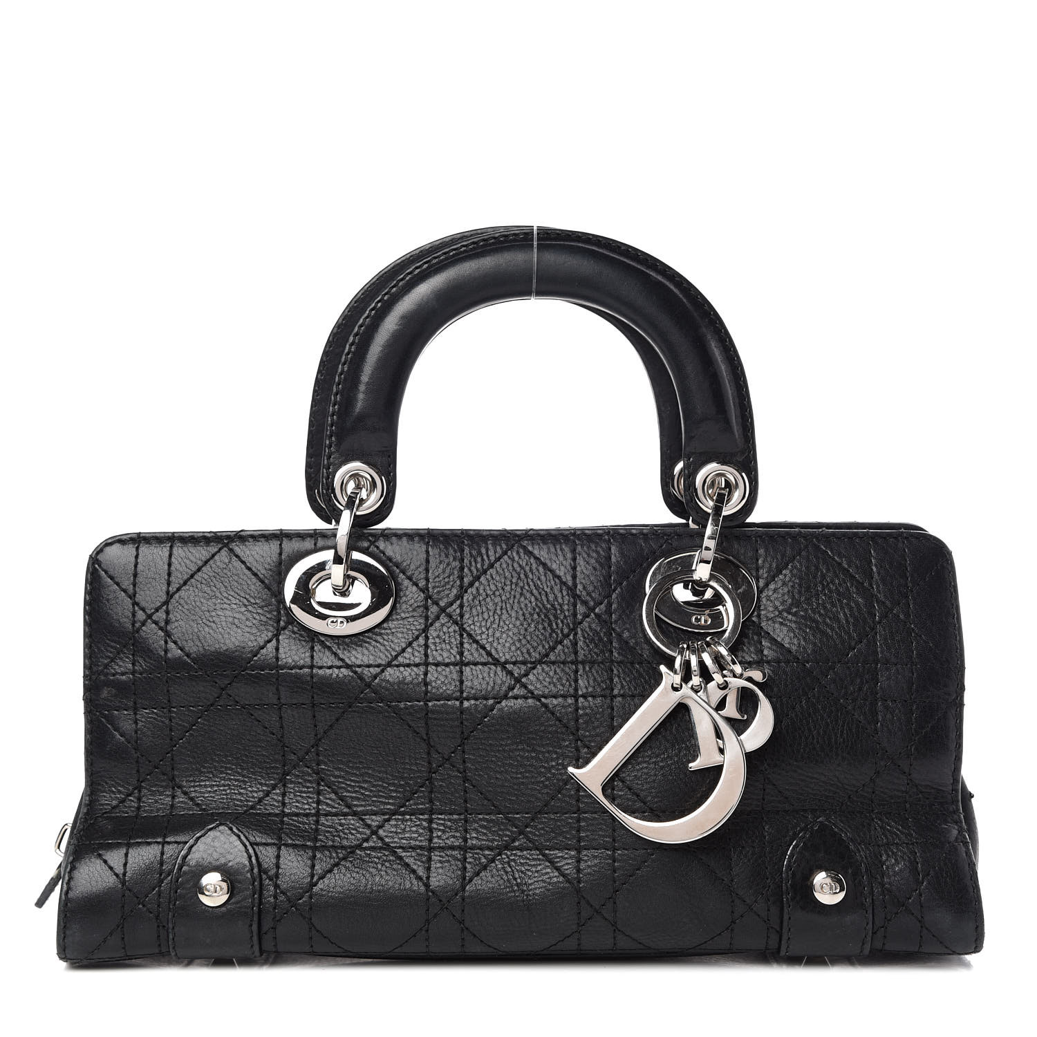 mini lady dior bag black cannage calfskin with diamond motif