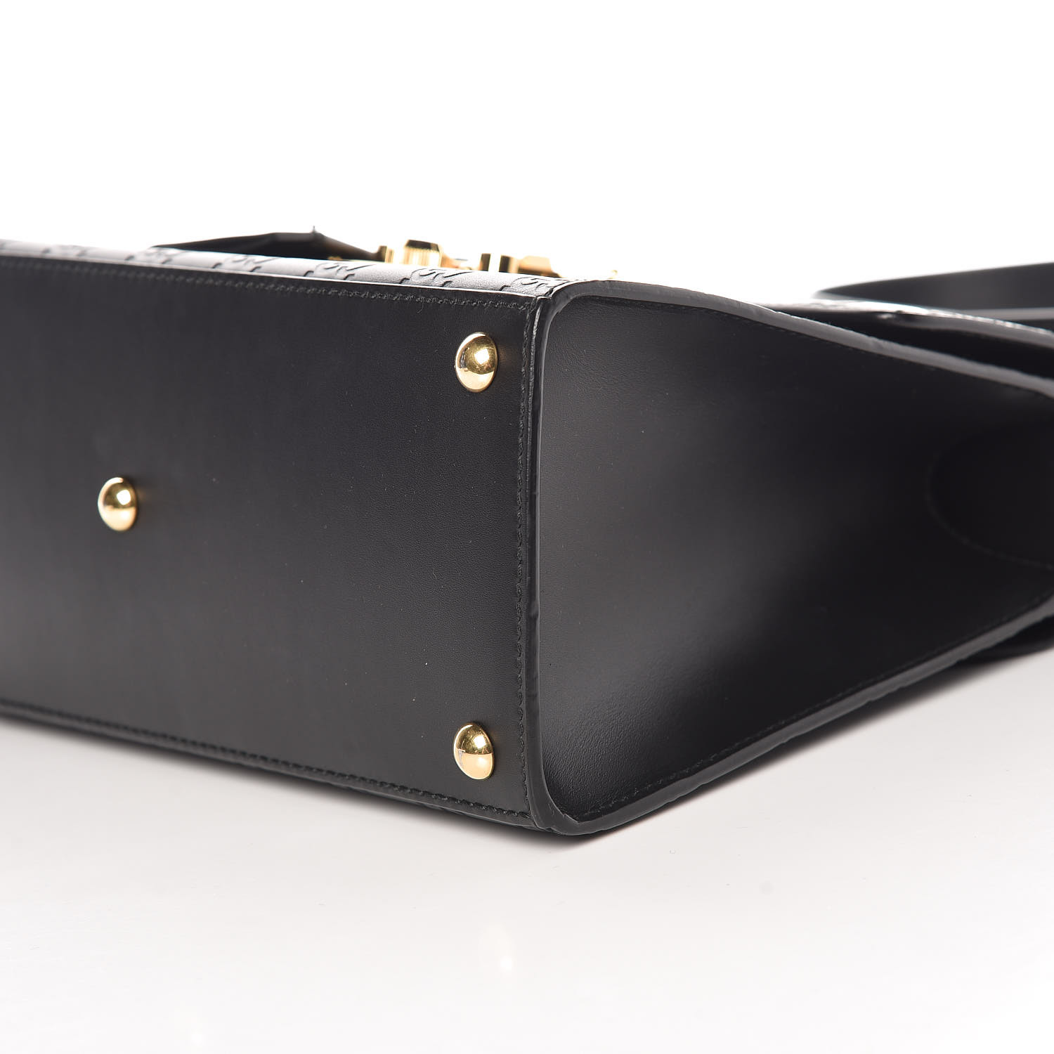 GUCCI Guccissima Small Padlock Signature Top Handle Bag Black 382730