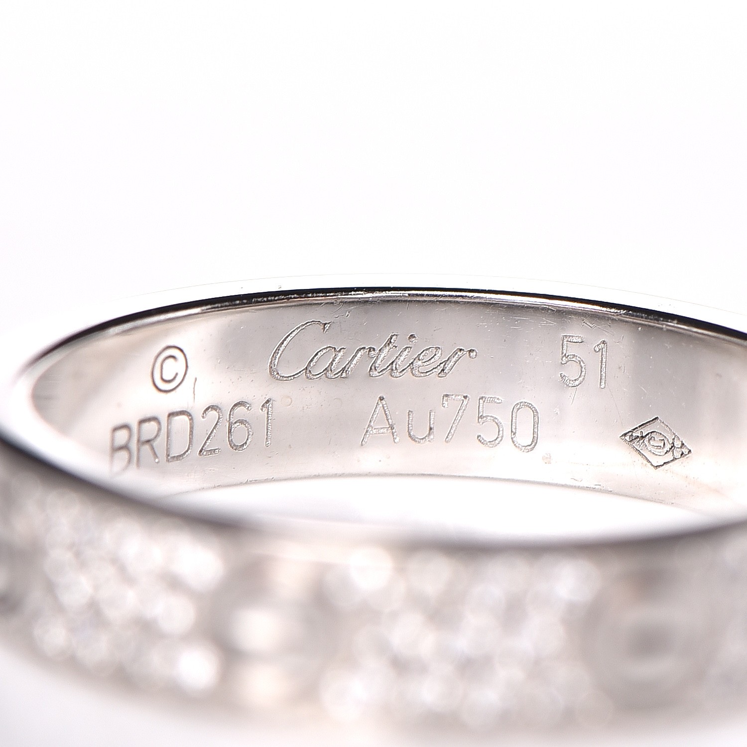 CARTIER 18K White Gold Diamond LOVE Wedding Band Ring 51 5.75 244061