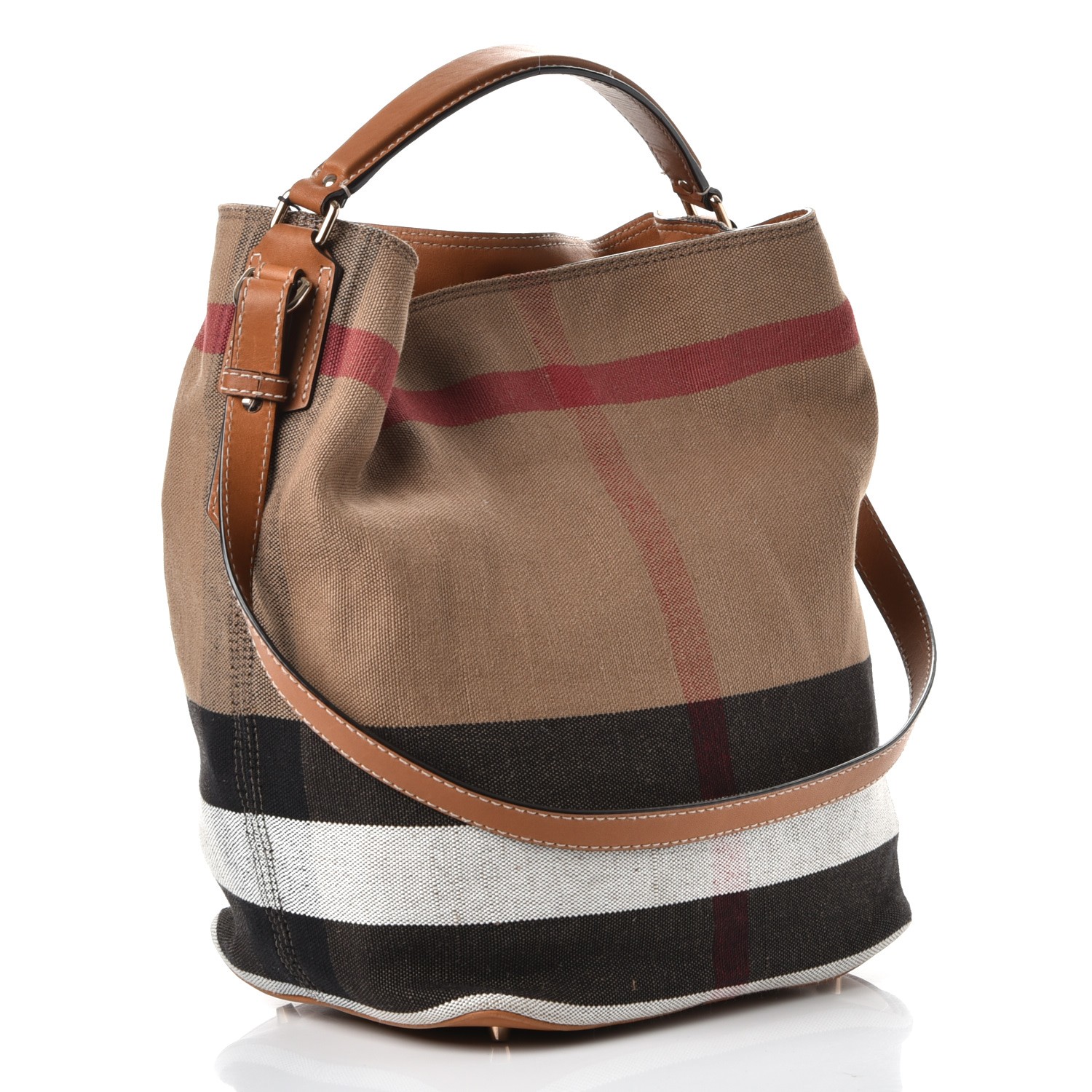 burberry canvas check medium ashby hobo