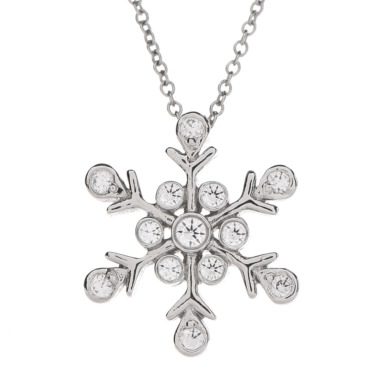 TIFFANY Platinum Diamond Snowflake Pendant Necklace 244116