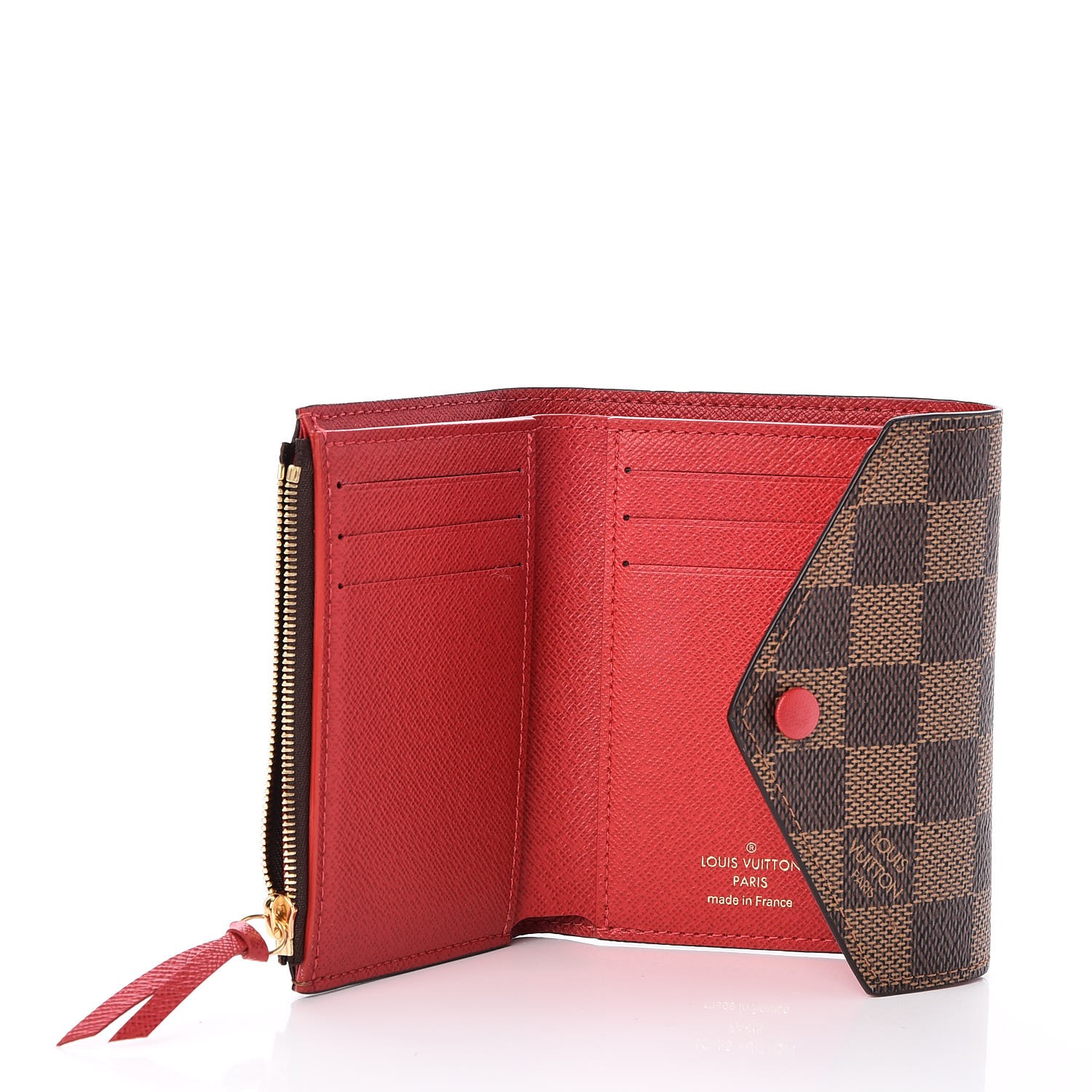 LOUIS VUITTON Damier Ebene Victorine Wallet Red 243500