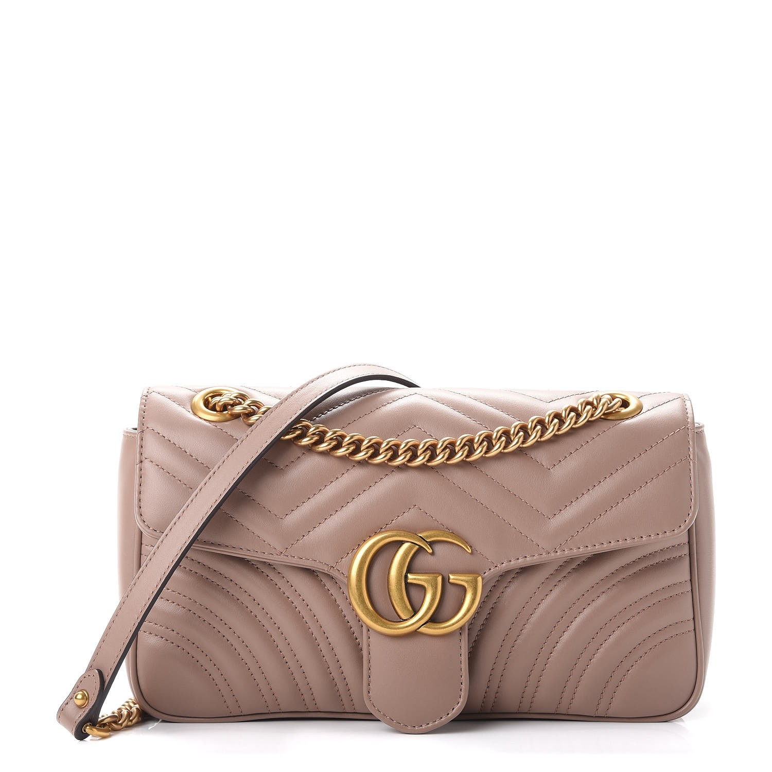 GUCCI Calfskin Matelasse Small GG Marmont Shoulder Bag 
