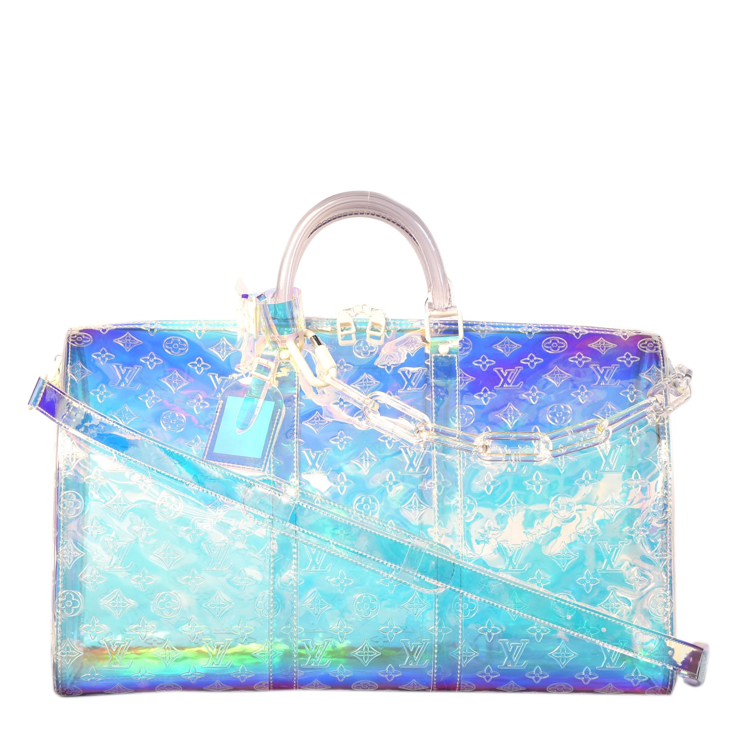 LOUIS VUITTON PVC Monogram Keepall Bandouliere 50 Iridescent Prism 352486