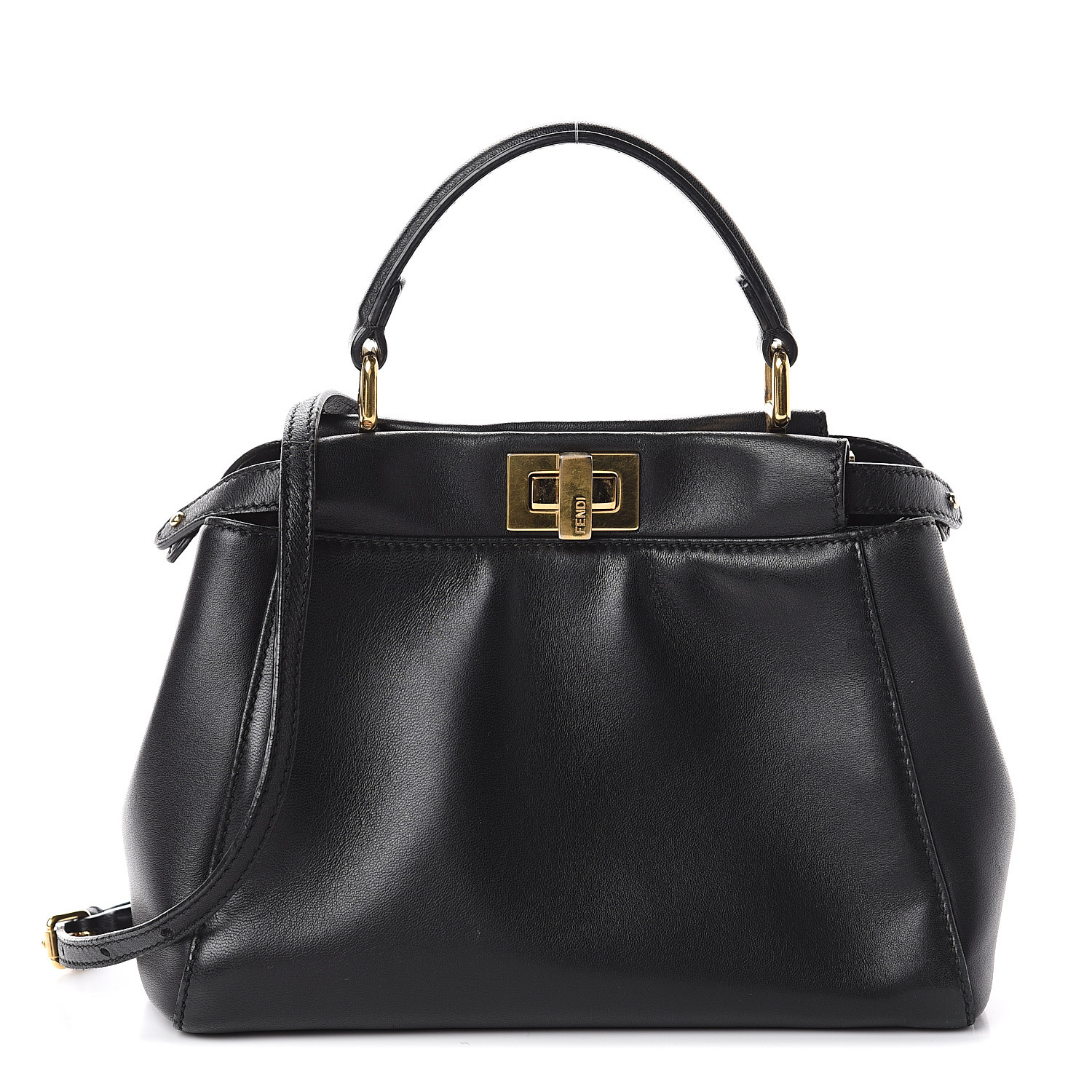 FENDI Nappa Mini Peekaboo Iconic Satchel Black 561684