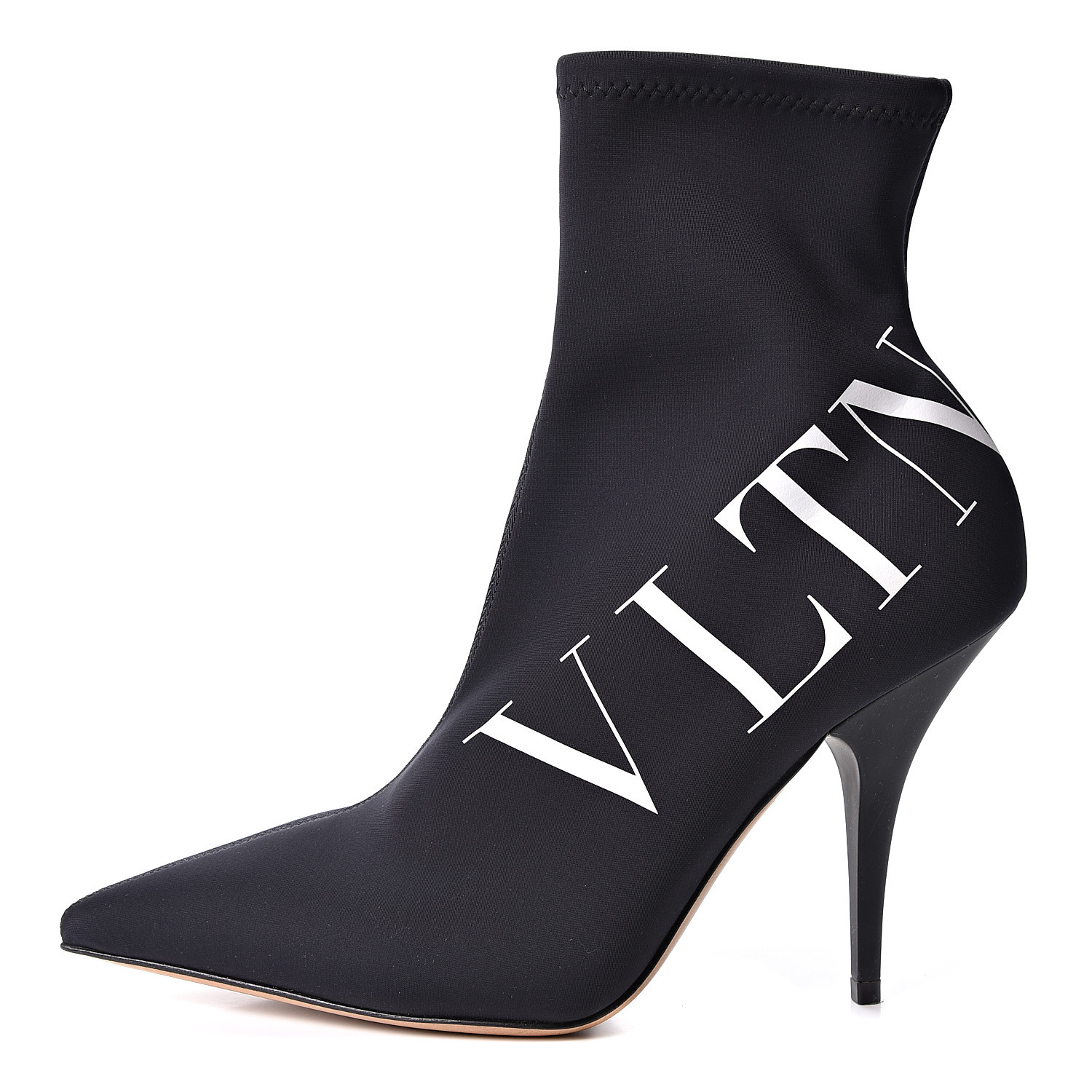 VALENTINO Knit Fabric VLTN Sock Boots 38 Black 563613