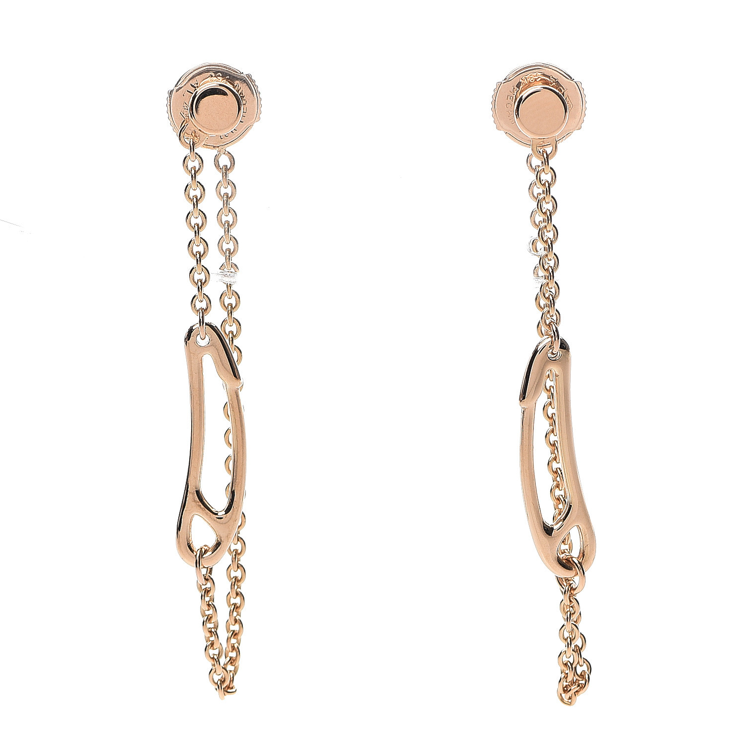 HERMES 18K Rose Gold TPM Chaine D'Ancre Punk Earrings 548168 | FASHIONPHILE