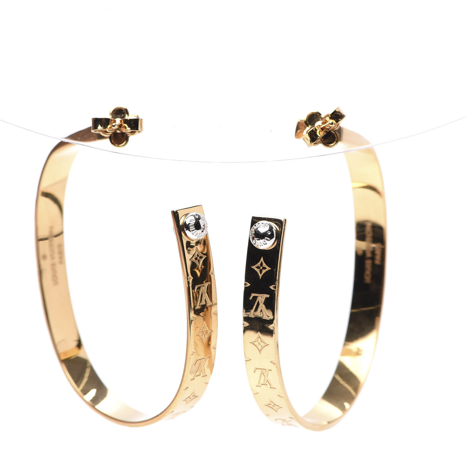 LOUIS VUITTON Nanogram Hoop Earrings Gold 704880