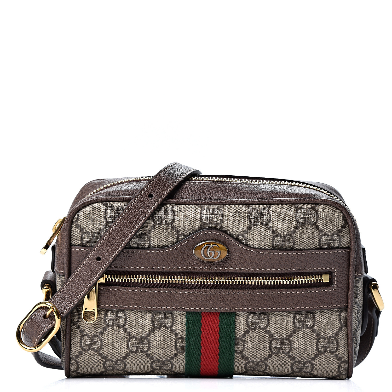 GUCCI GG Supreme Monogram Web Mini Ophidia Shoulder Bag Brown 563916 ...