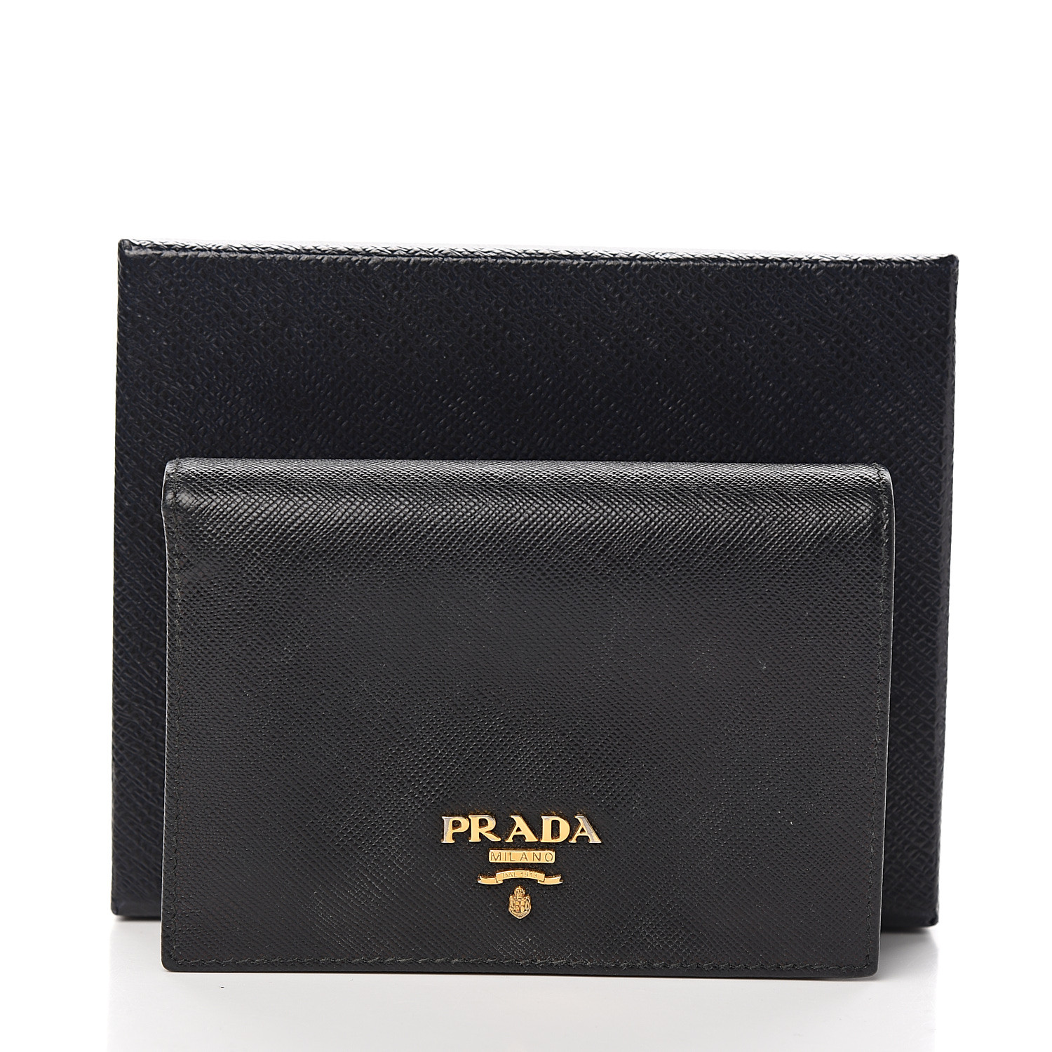 prada saffiano metal bifold wallet