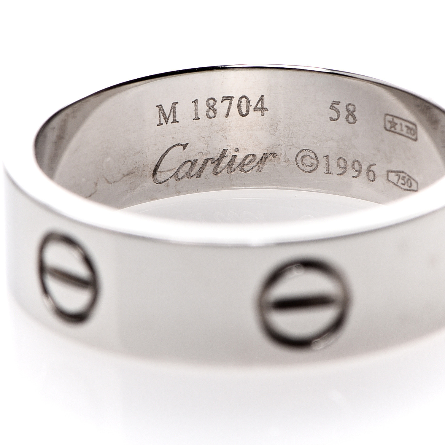 CARTIER 18K White Gold 5.5mm LOVE Ring 58 8.25 532133