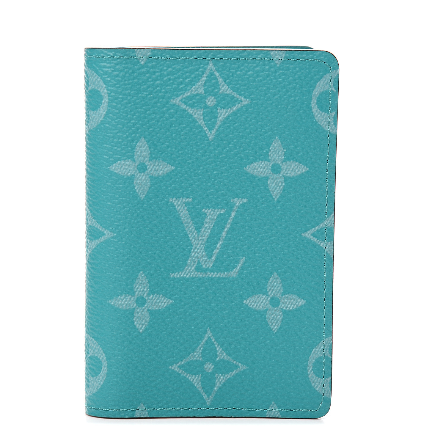 LOUIS VUITTON Monogram Taiga Pocket Organizer Turquoise 564932