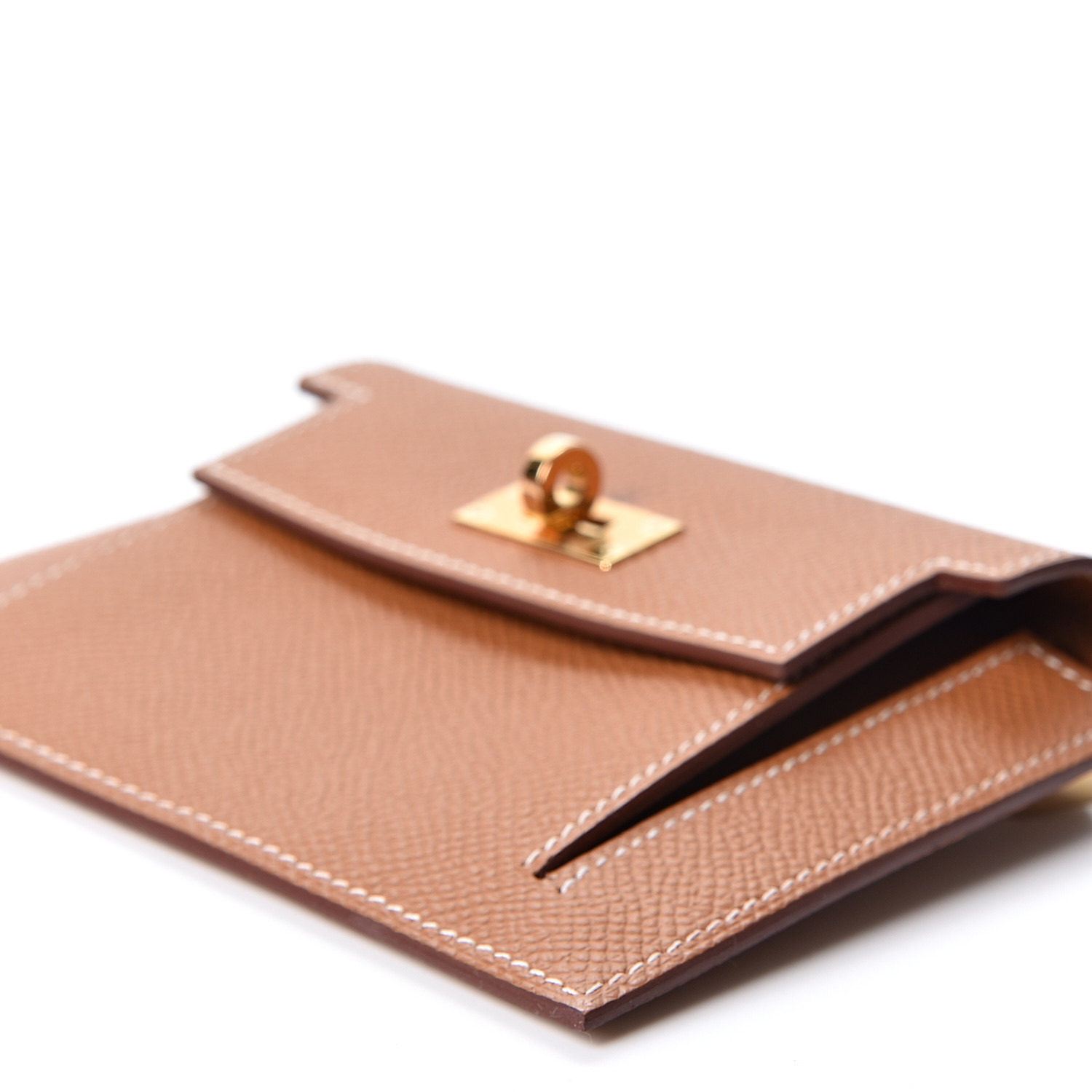 HERMES Epsom Kelly Pocket Compact Wallet Gold 560252 | FASHIONPHILE