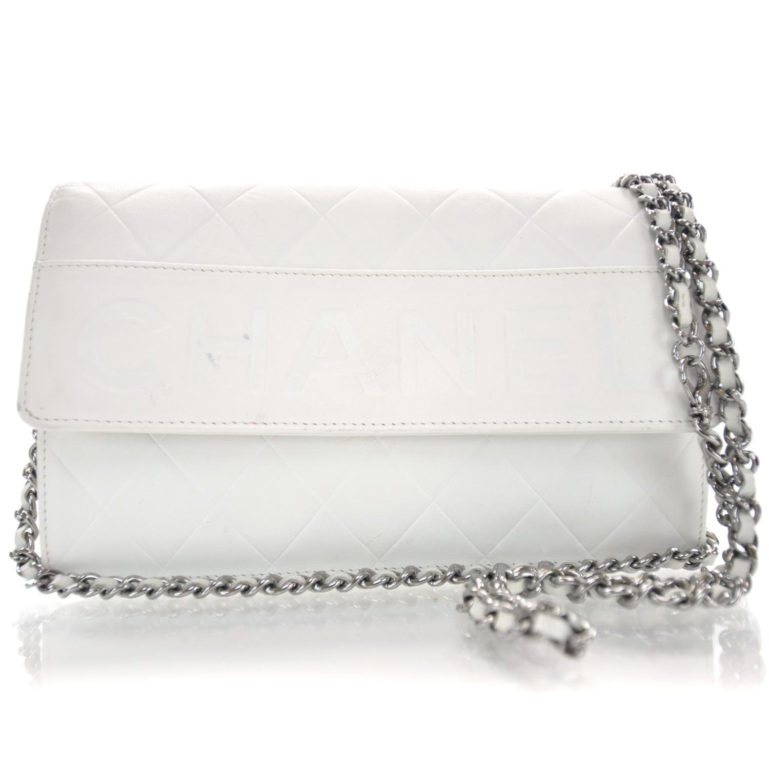 CHANEL Lambskin Wallet On Chain White 30810