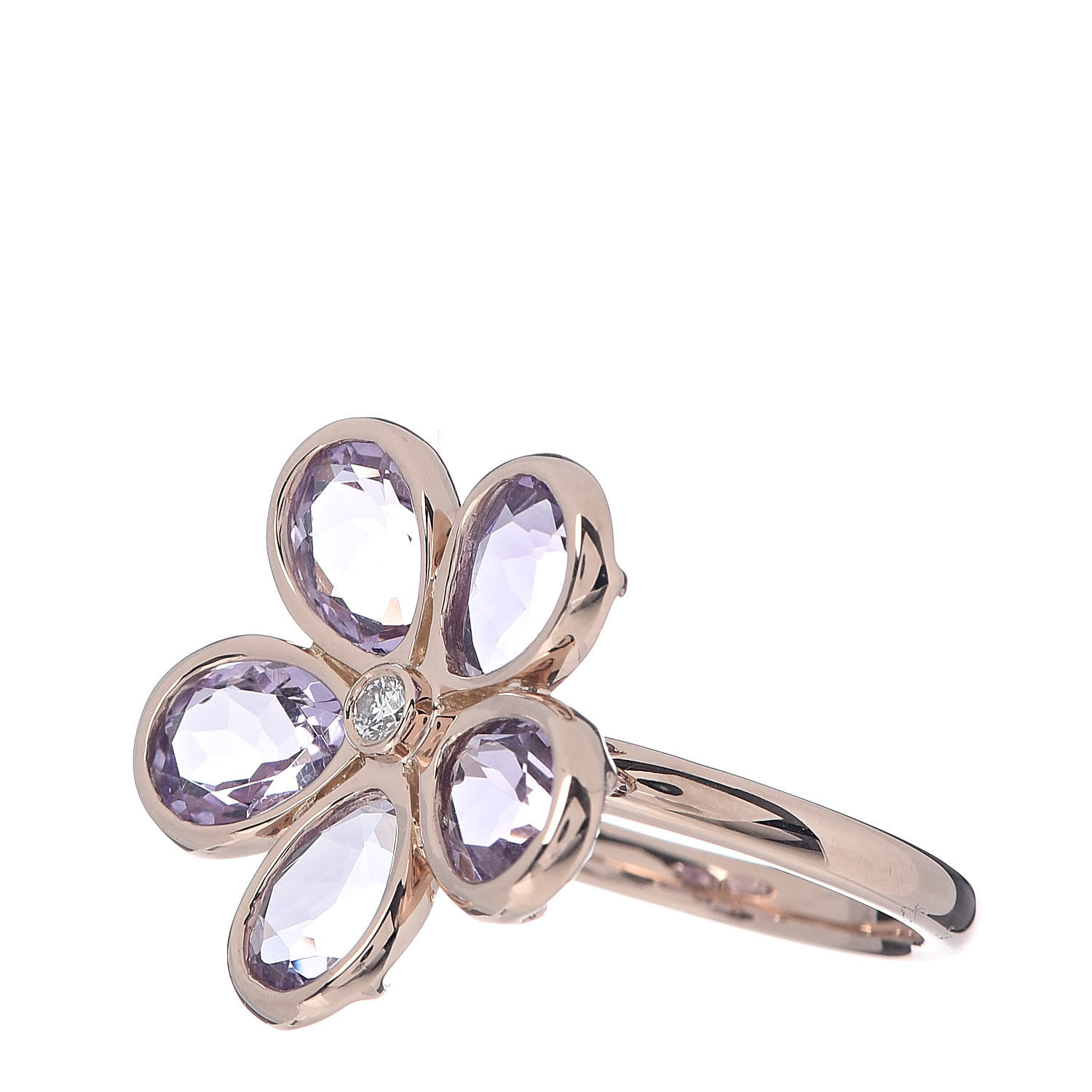 TIFFANY 18K Rose Gold Amethyst Diamond Sparklers Flower Ring 51 5.75 510020