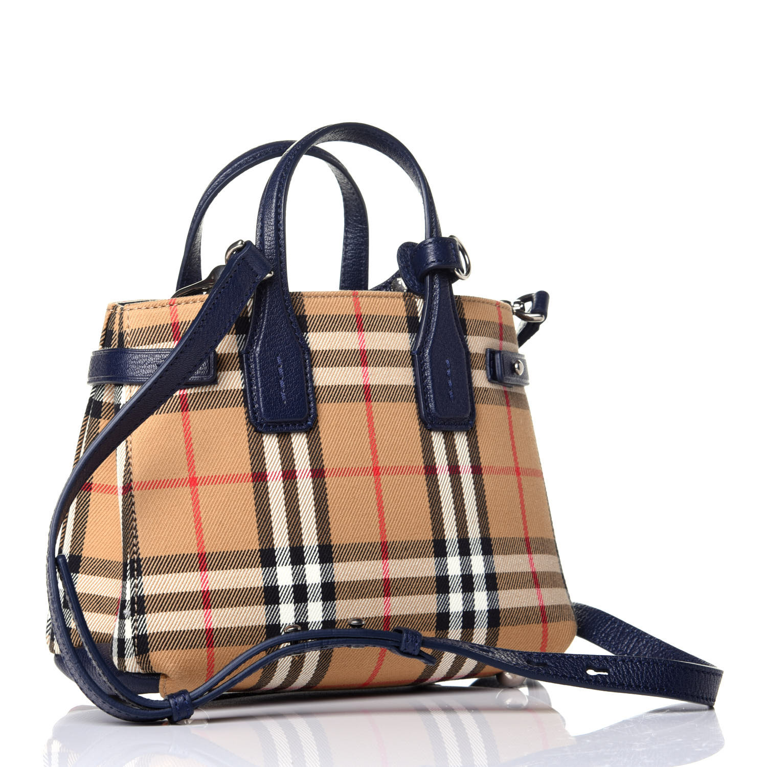 the baby banner in leather and vintage check
