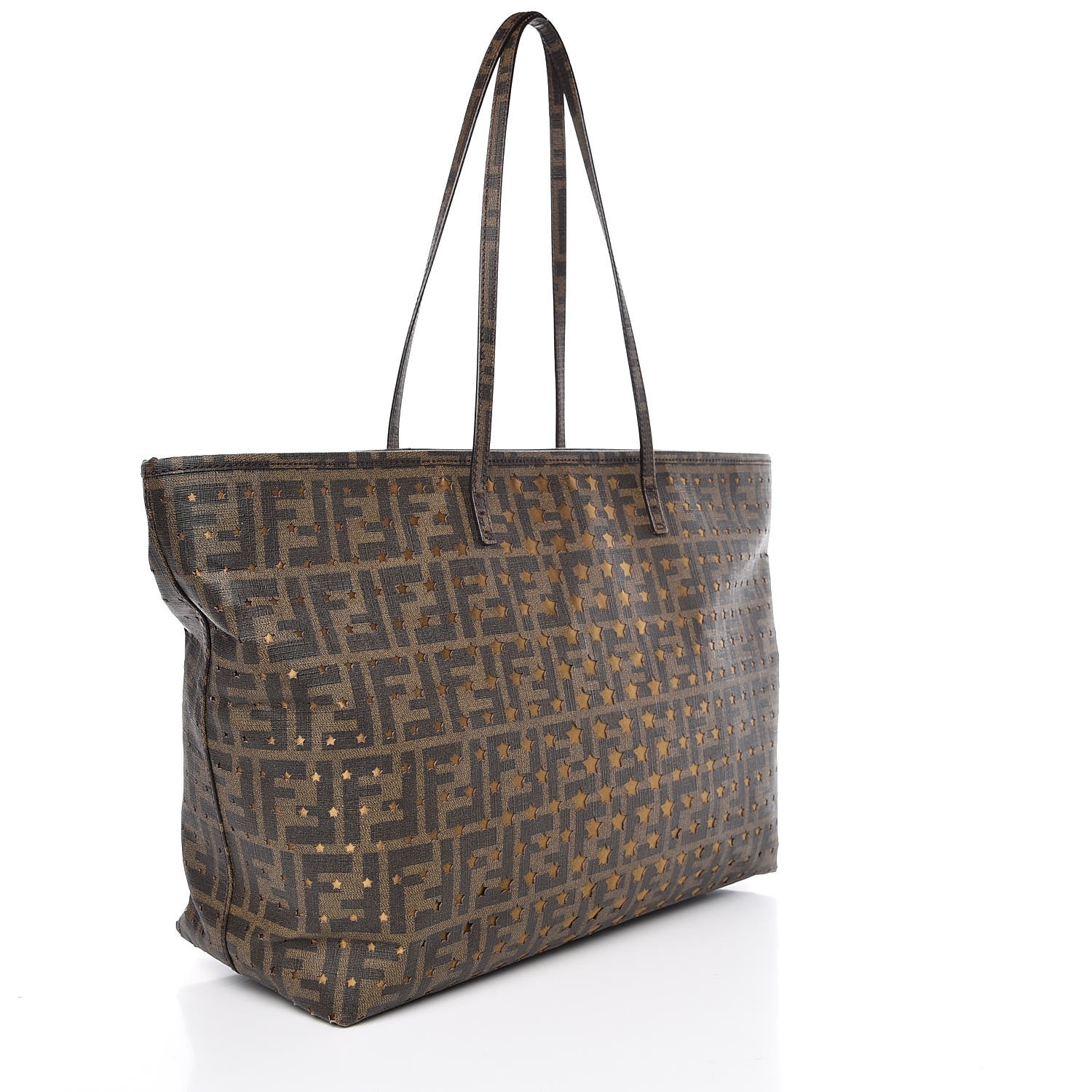 FENDI Zucca Spalmati Stars Medium Roll Tote Tobacco 345974 | FASHIONPHILE