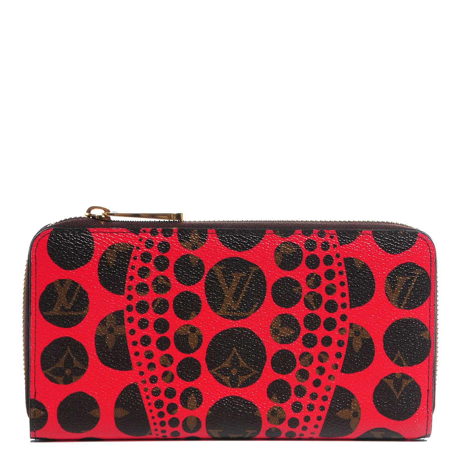 LOUIS VUITTON Monogram Yayoi Kusama Pumpkin Dots Zippy Wallet Red 85632