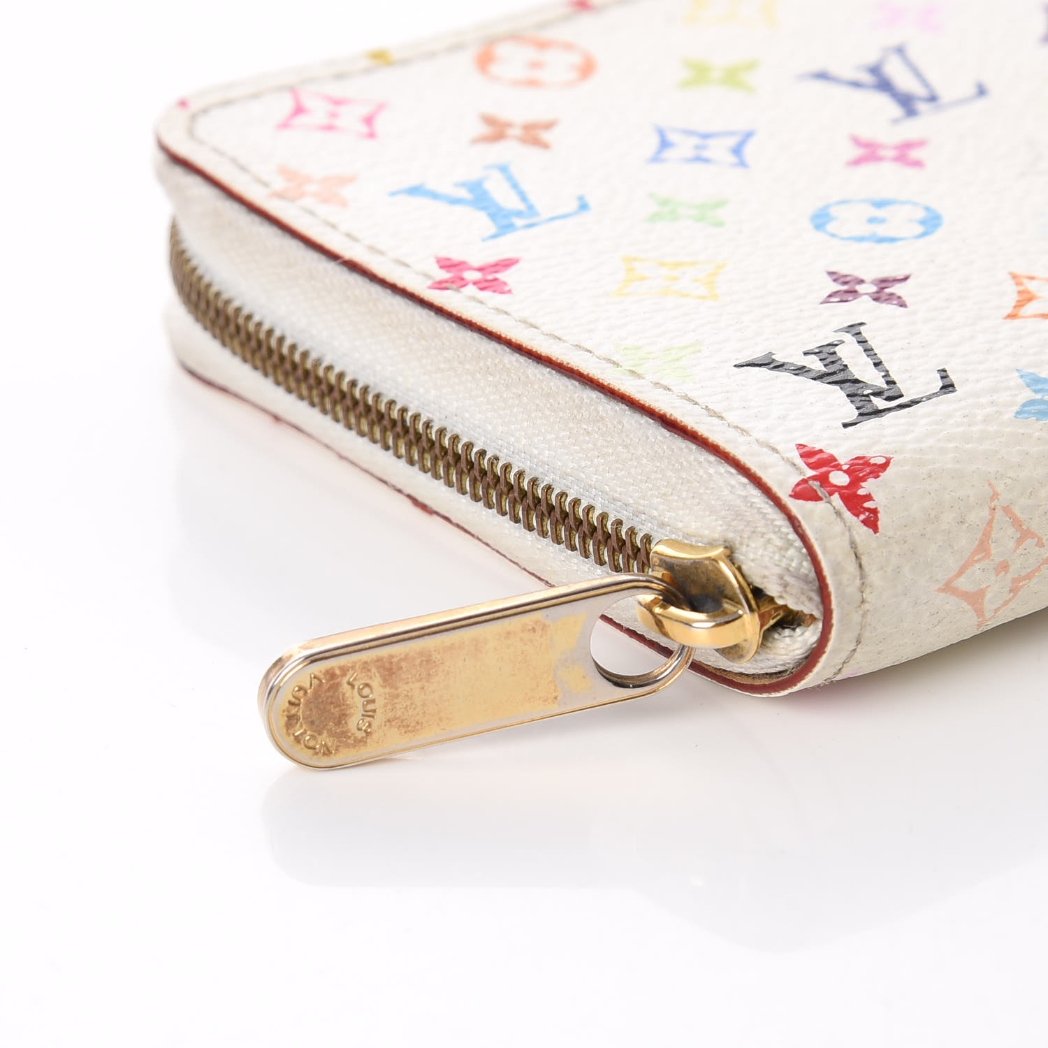 LOUIS VUITTON Multicolor Zippy Coin Purse Wallet White Litchi 280872