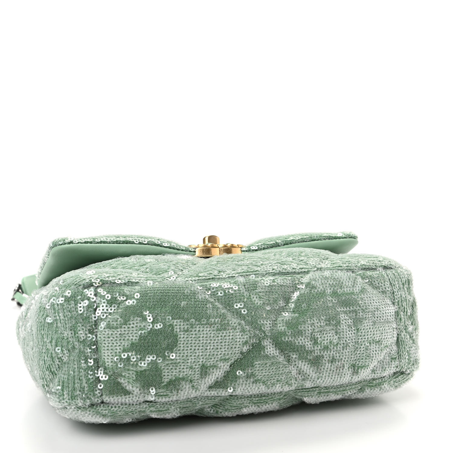 CHANEL Sequin Quilted Medium Chanel 19 Flap Light Green 737571 ...