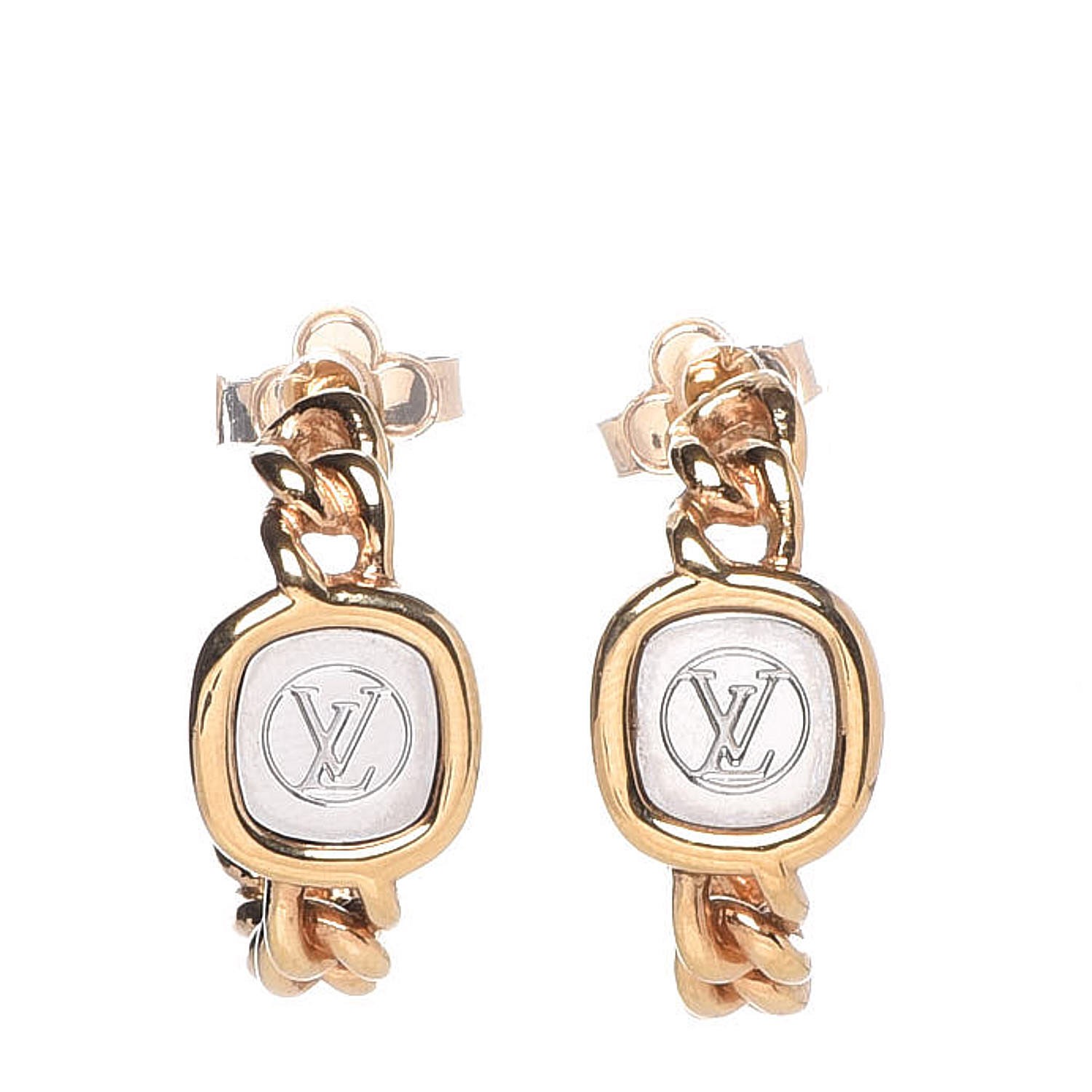 LOUIS VUITTON LV ID Chain Hoop Earrings 334723