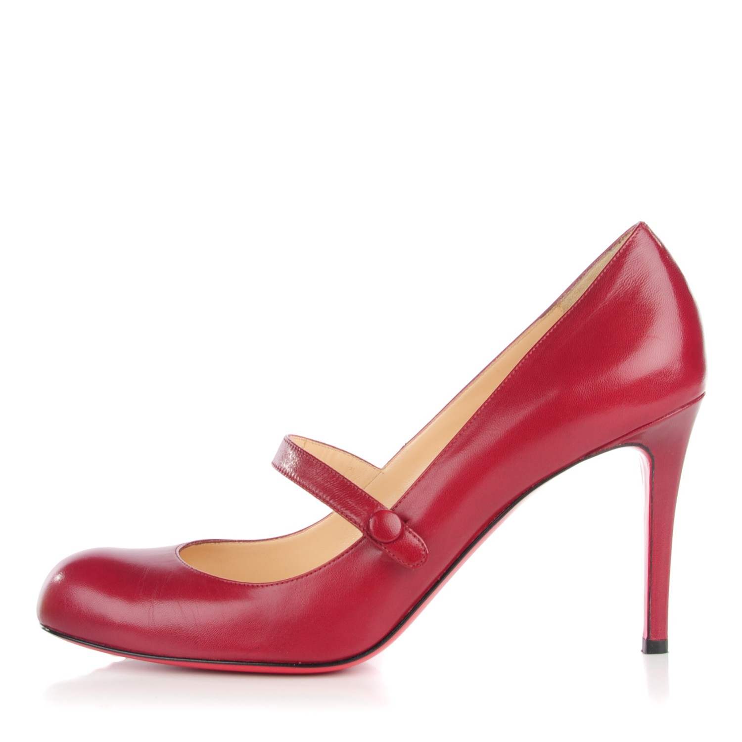 CHRISTIAN LOUBOUTIN Kid Leather Wallis 85 Mary Jane Pumps 40.5 Red ...