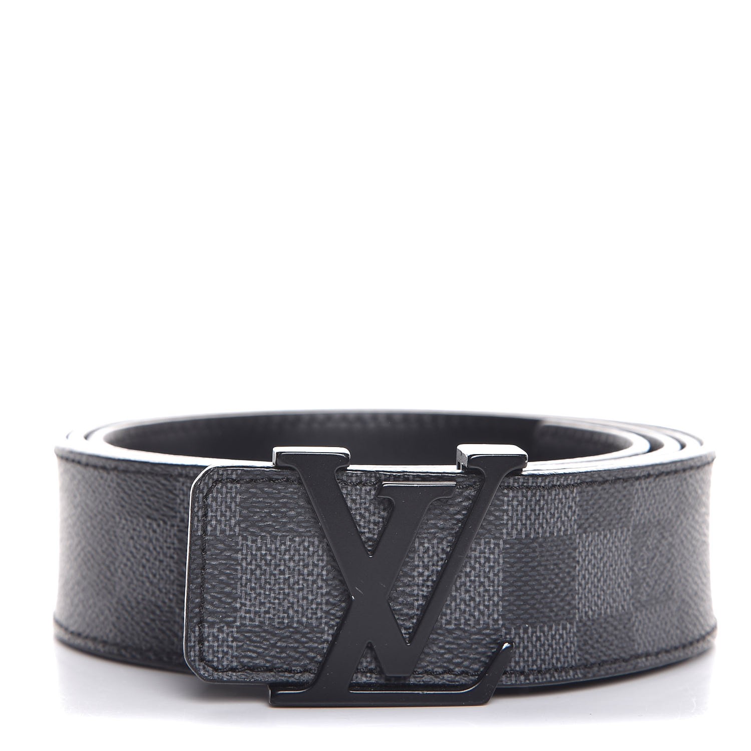 LOUIS VUITTON Damier Graphite LV Initiales Belt 120 48 288805 LOUIS VUITTON Damier Graphite LV Initiales Belt 120 48 288805