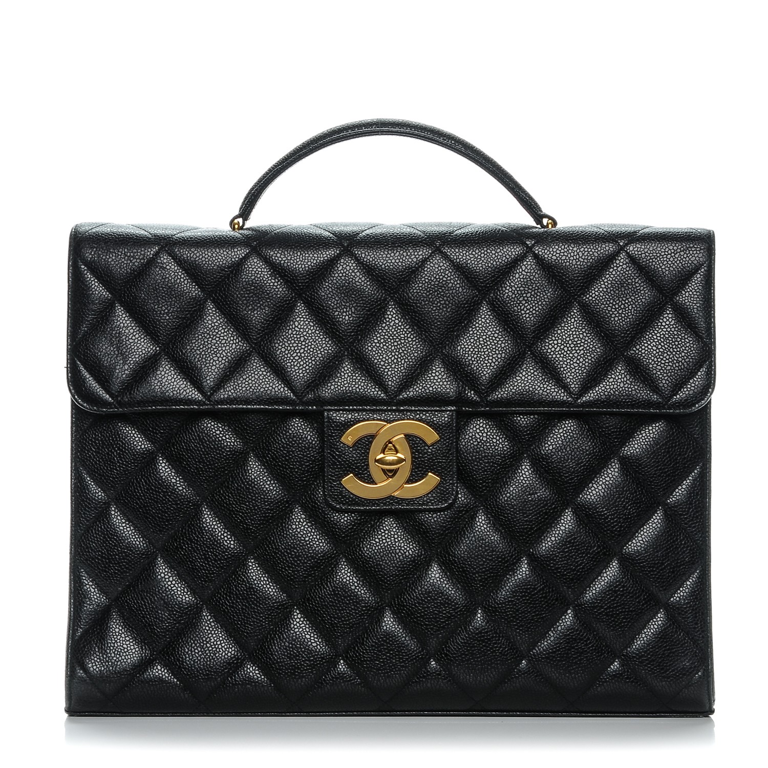 CHANEL Caviar Quilted Briefcase Laptop Bag Black 206183