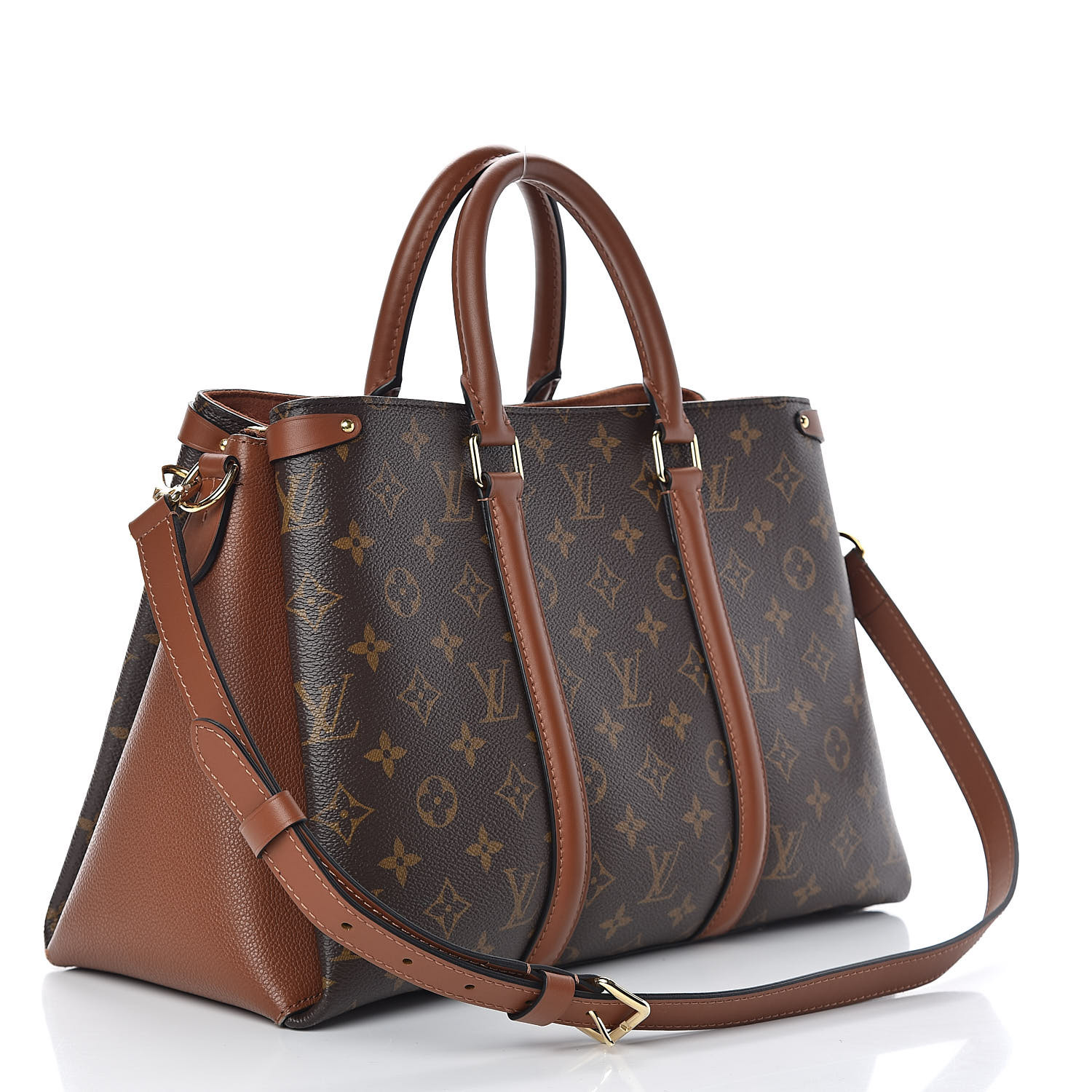 Louis Vuitton Soufflot MM Satchel Brown Monogram Black Noir Shoulder Handbag