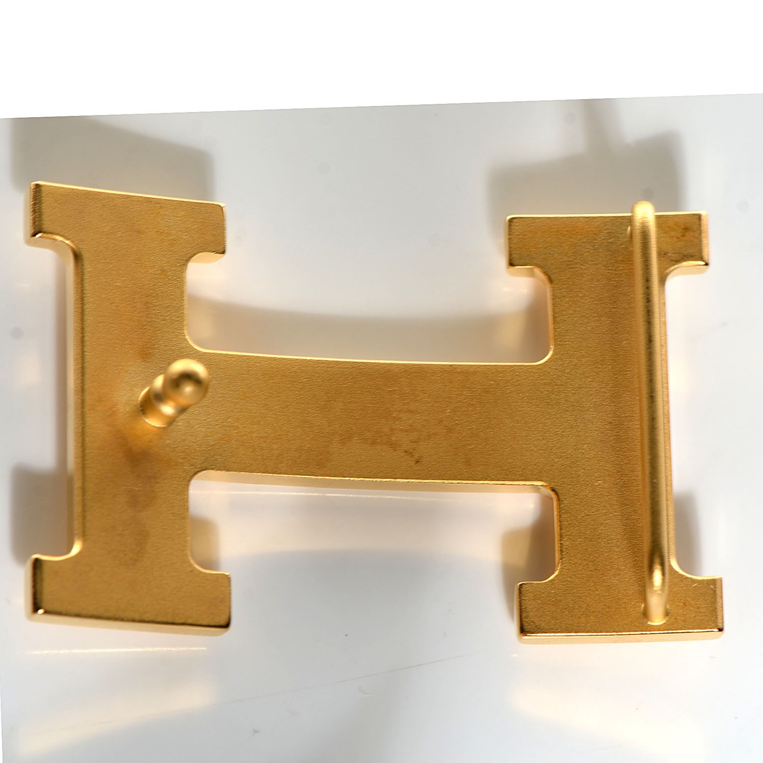 HERMES Brushed 32mm H Belt Buckle Gold Plated 103417