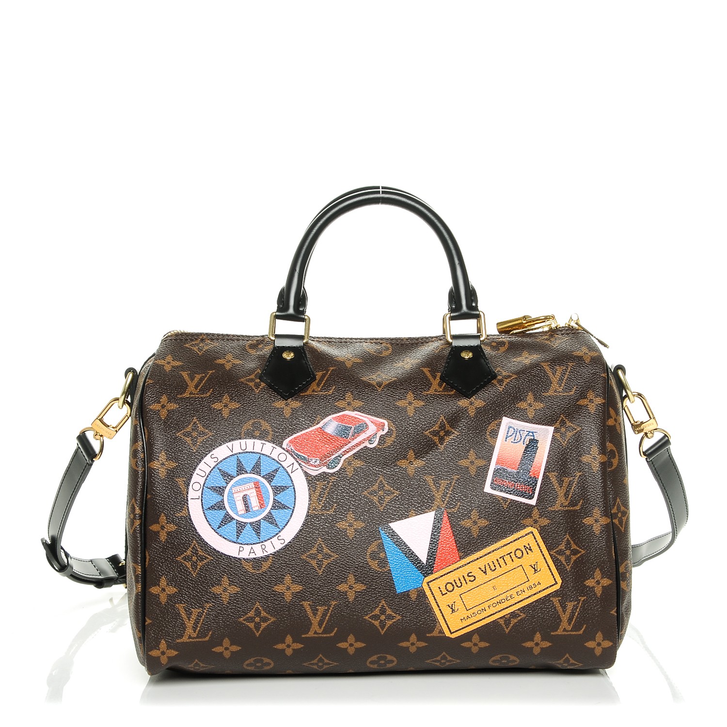 LOUIS VUITTON Monogram My World Tour Speedy Bandouliere 30 Black 190558