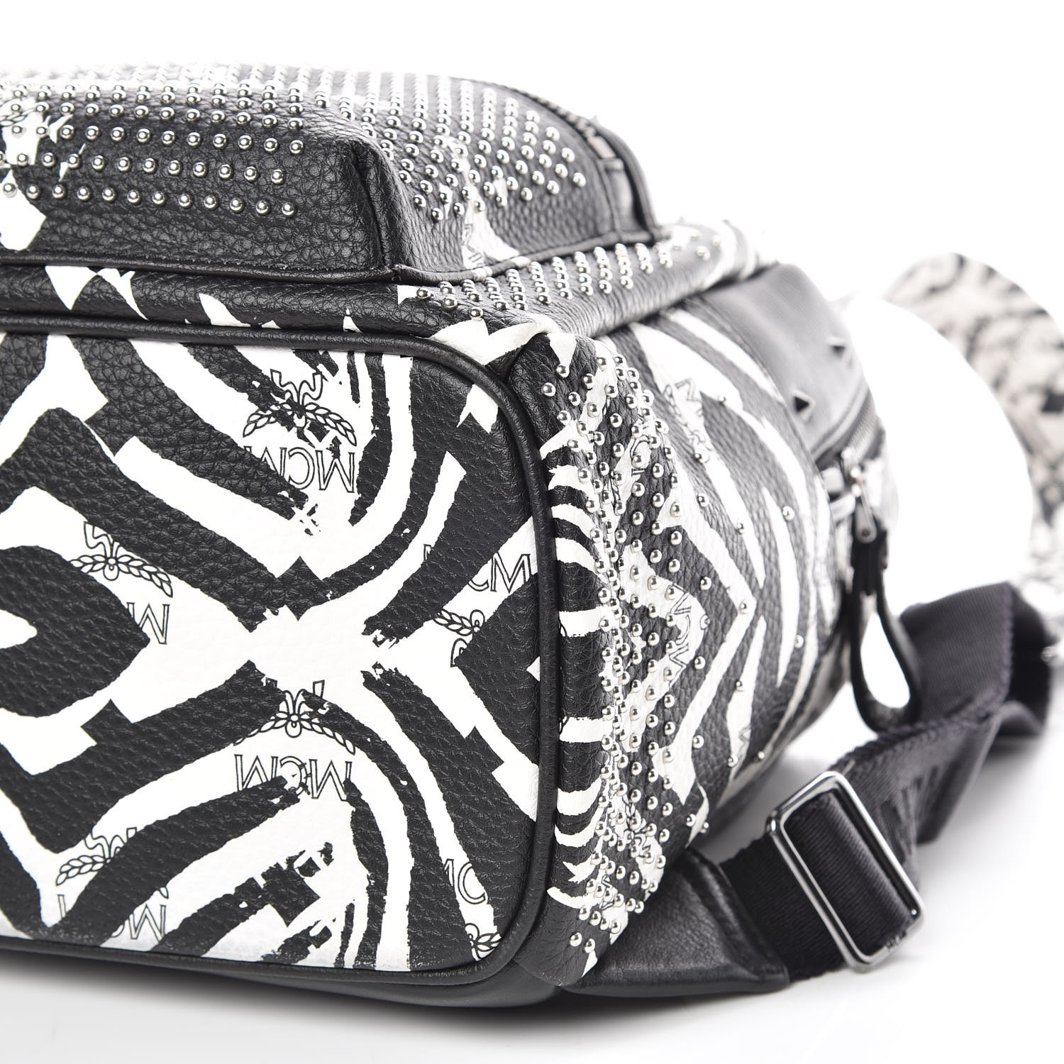 MCM Striped Visetos Small Funky Zebra Stark Backpack Black White 404005
