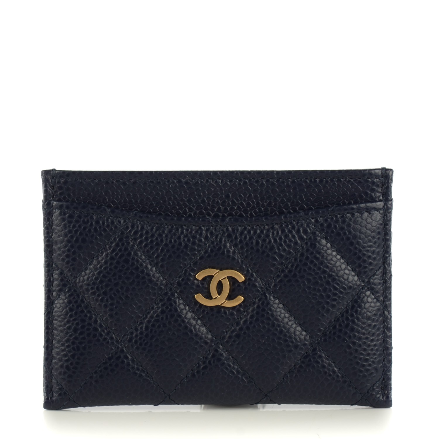 chanel card holder navy blue