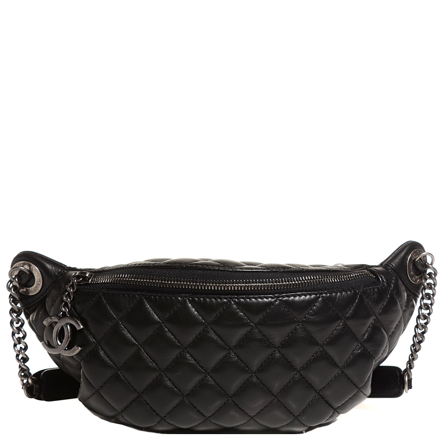 CHANEL Lambskin Quilted Banane Waist Bag Fanny Pack Black 100926 | FASHIONPHILE