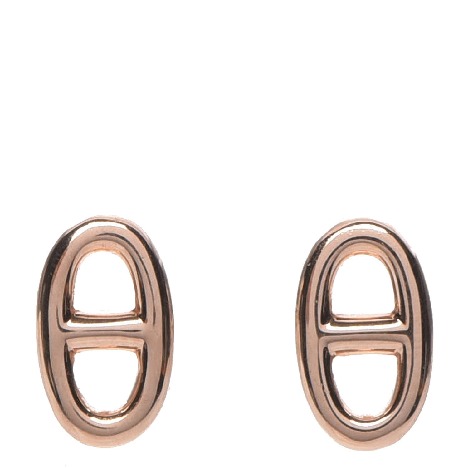 HERMES 18K Rose Gold Chaine D'Ancre Stud Earrings TPM 223709