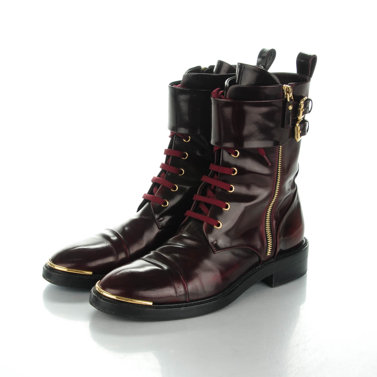 LOUIS VUITTON Calfskin Diplomacy Ranger Combat Boots 38.5 Red 149140